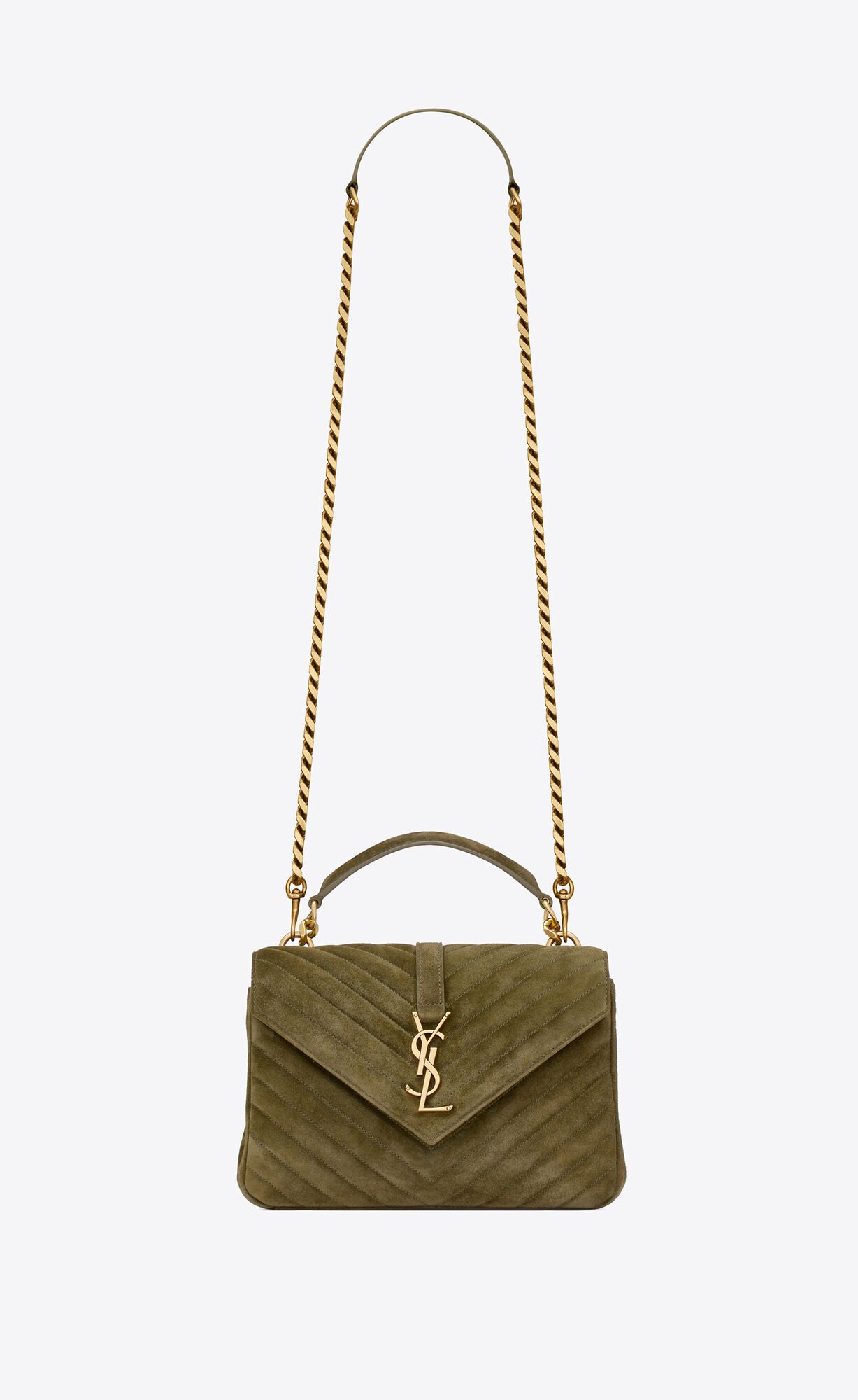 YSL College Medium In Prešívané Semisove Olivovo Zelená Zelene | 41609-BMAT