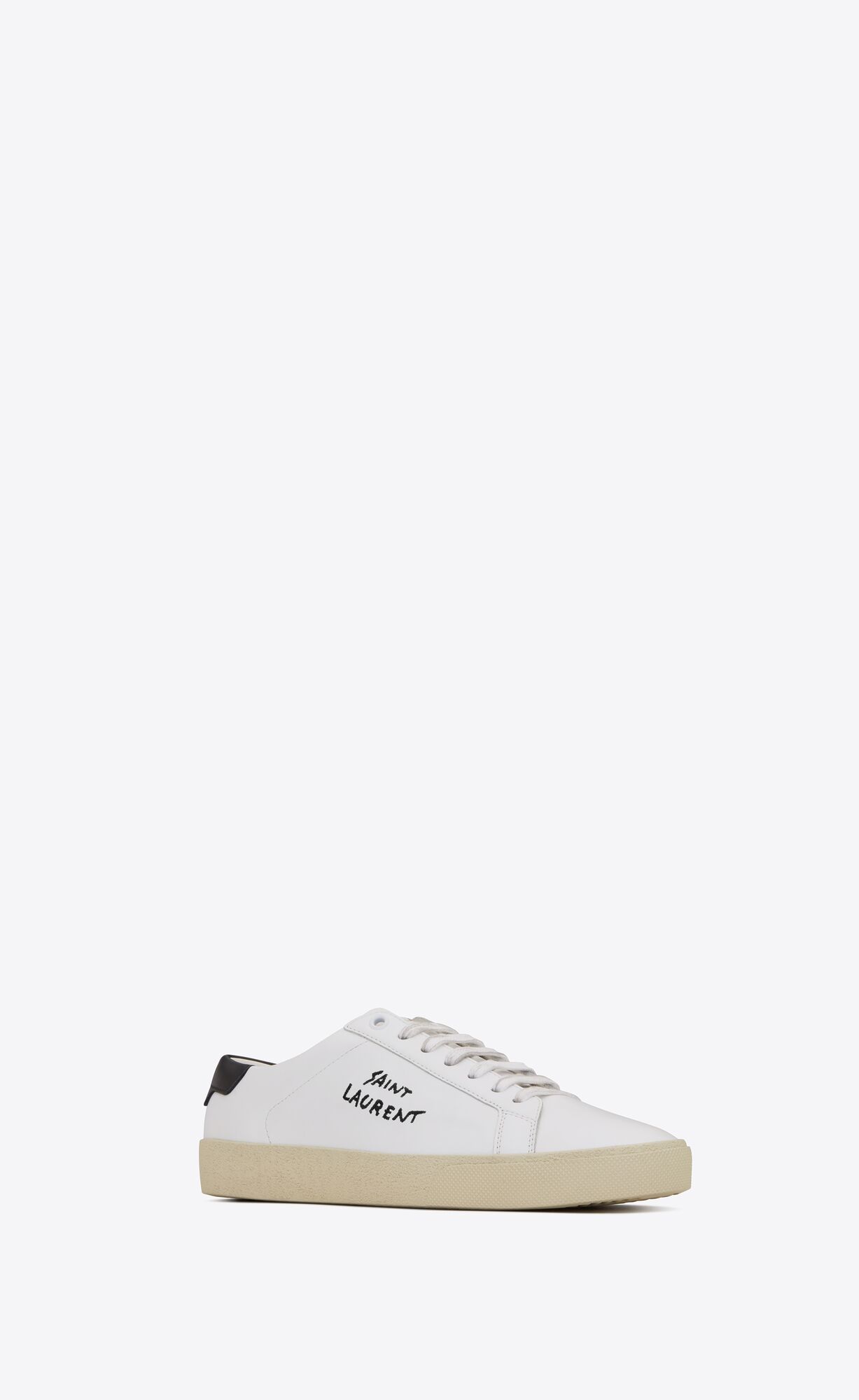 YSL Court Klasické Sl/06 Embroidered Sneakers In Smooth Kozene Biele | 02154-EPIB