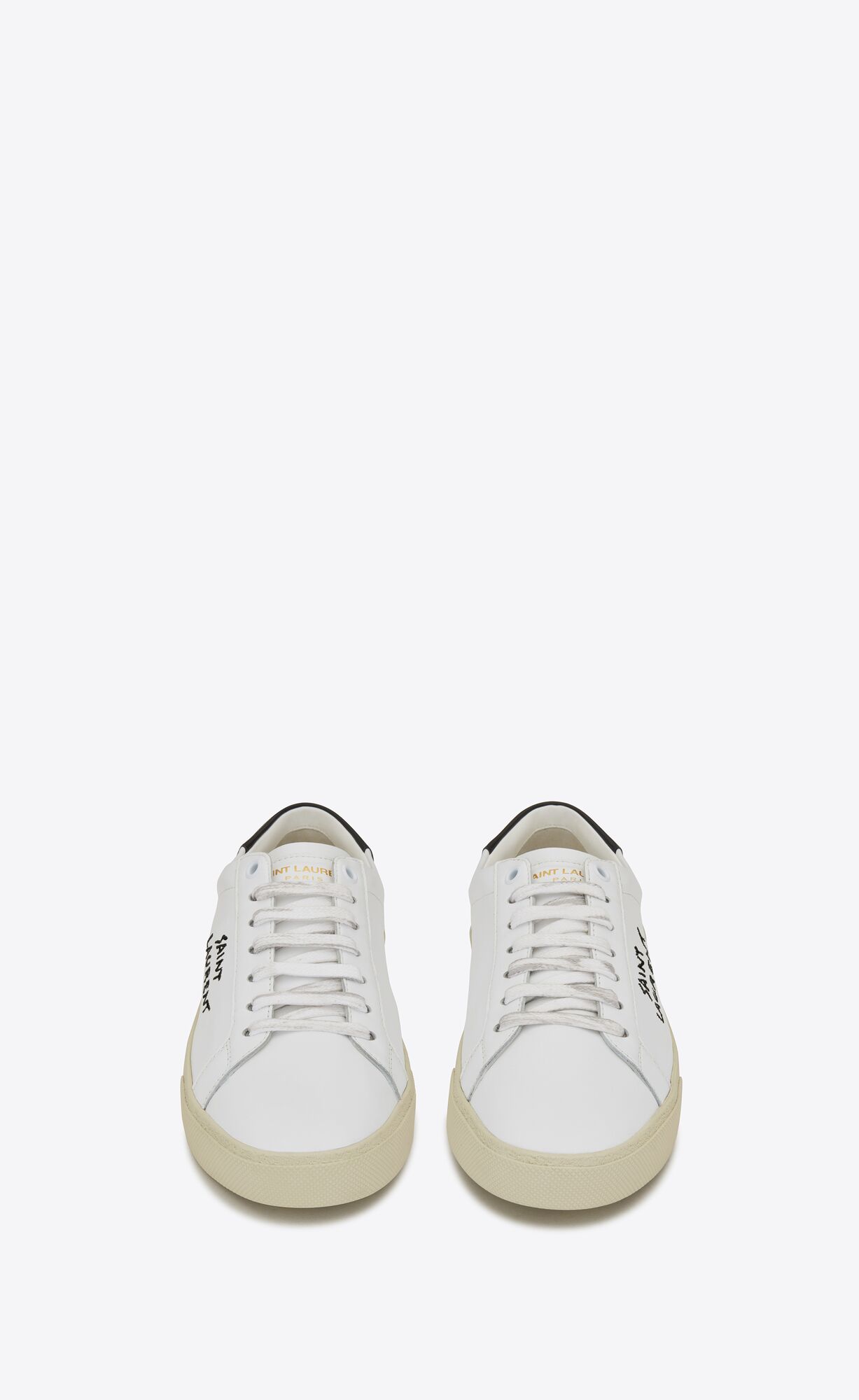 YSL Court Klasické Sl/06 Embroidered Sneakers In Kozene Biele | 02345-ODNR