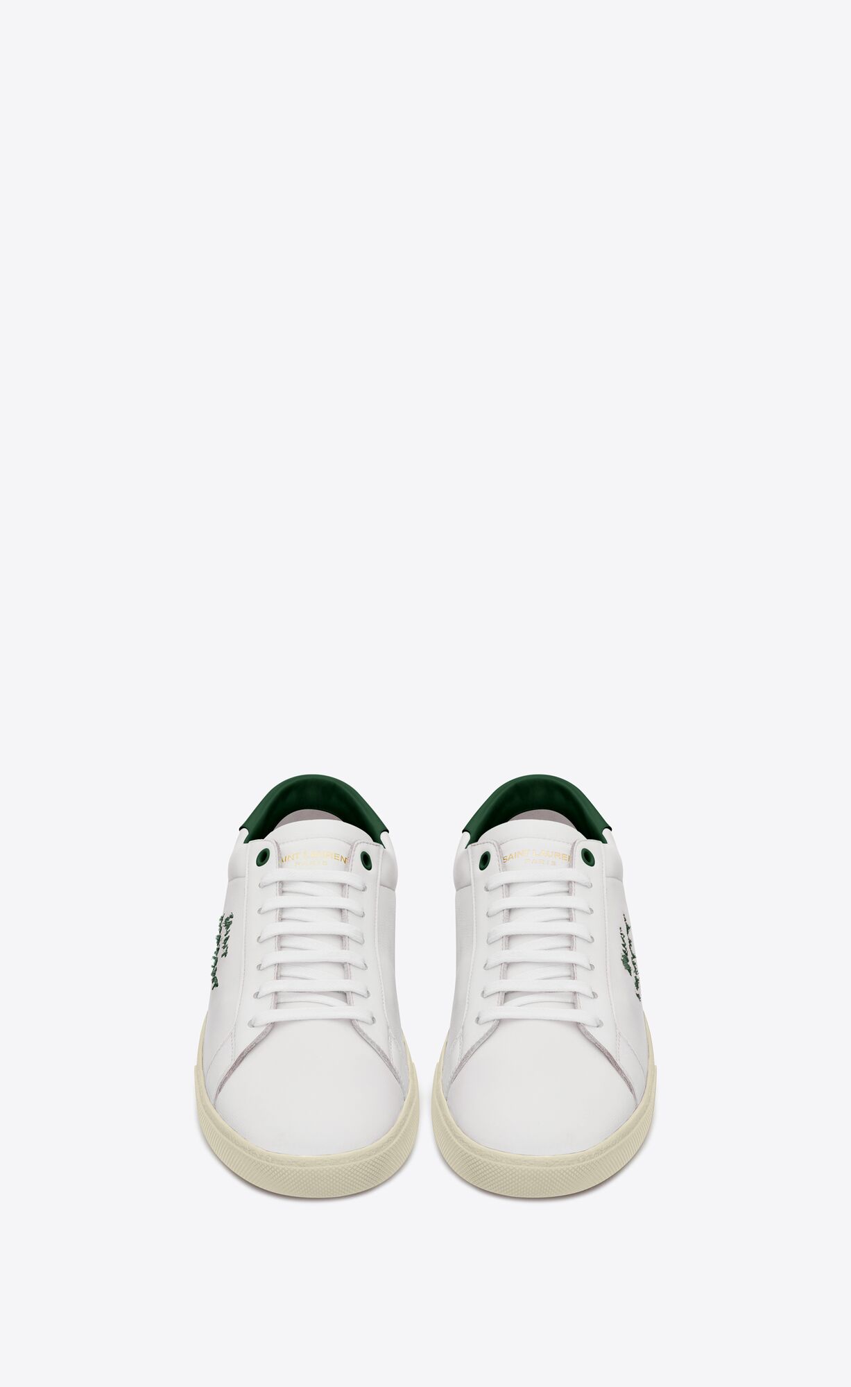 YSL Court Klasické Sl/06 Embroidered Sneakers In Smooth Kozene Blanc Optique | 96417-CVFO