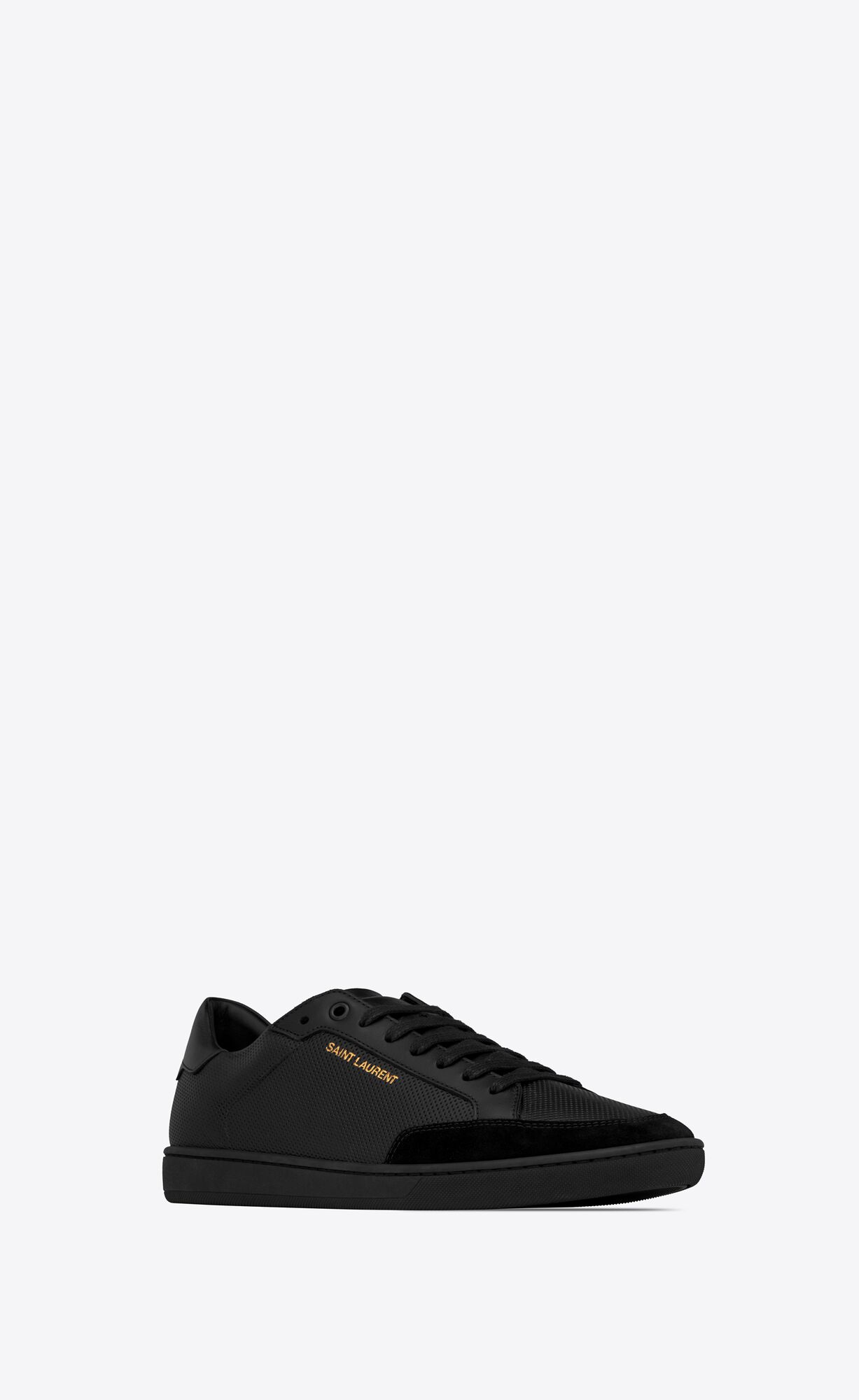 YSL Court Klasické Sl/10 Sneakers In Perforated Kozene And Semisove Čierne | 68305-VGBO