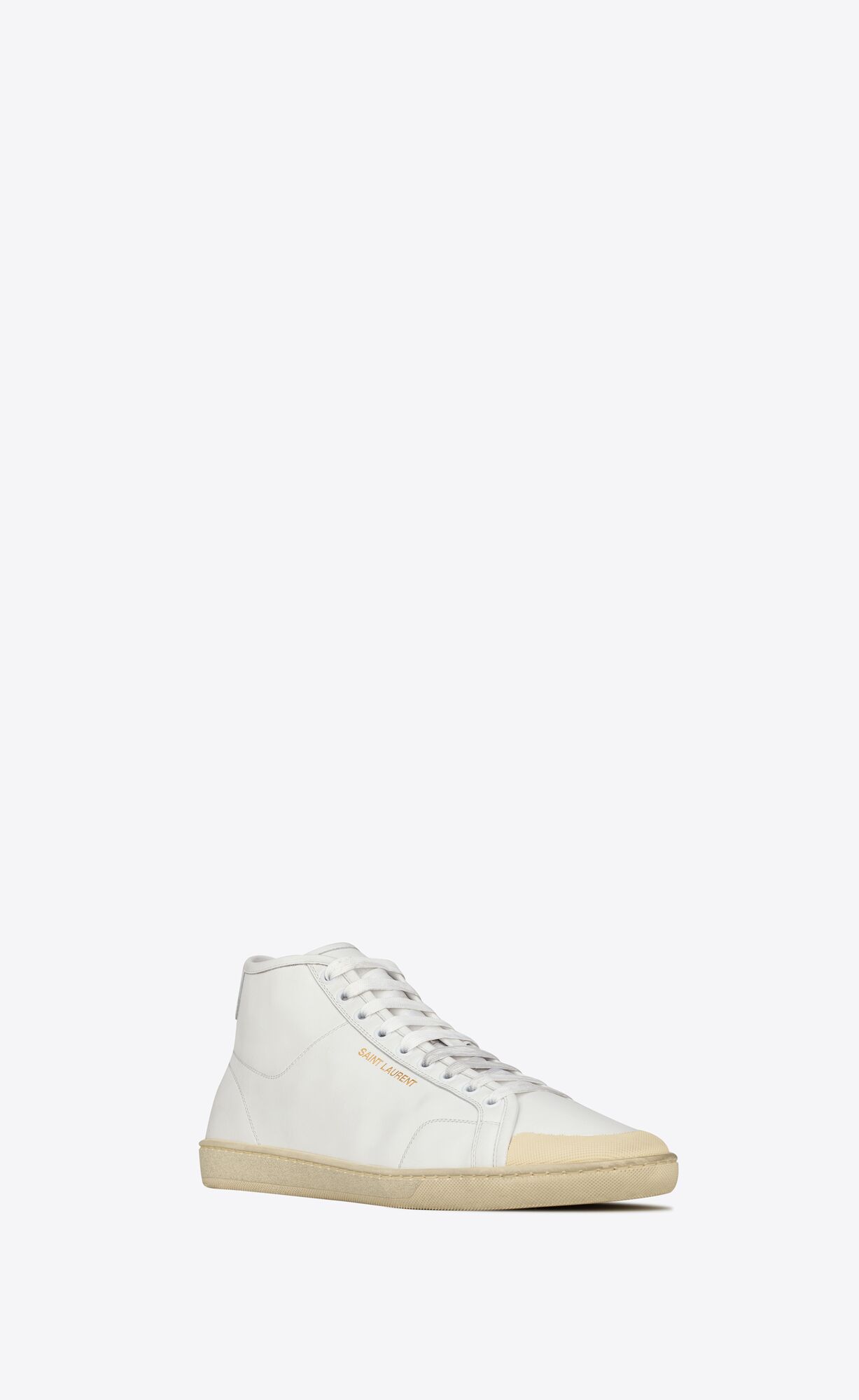 YSL Court Klasické Sl/39 Stredne-top Sneakers In Grained Kozene Biele | 67513-SRGP