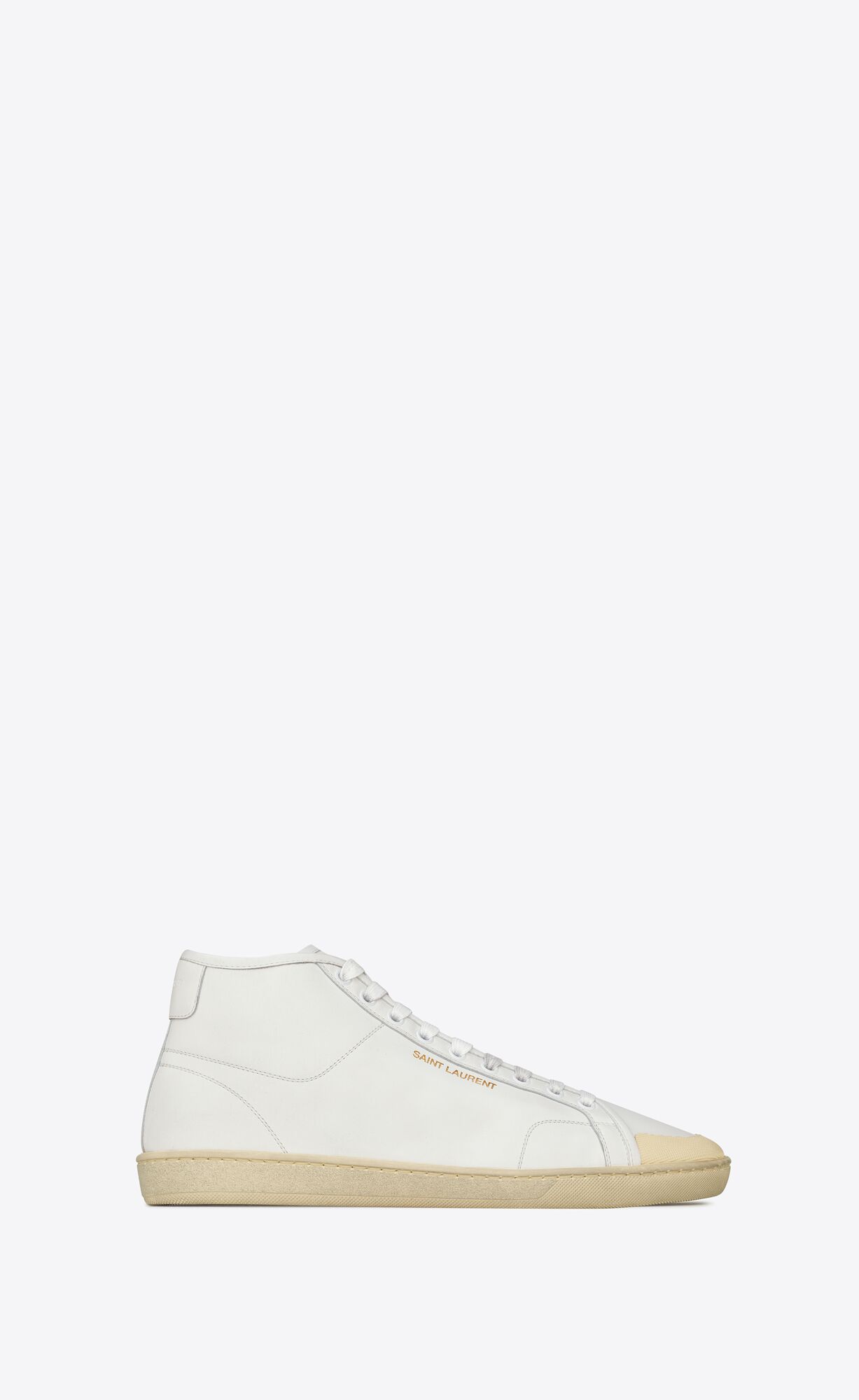 YSL Court Klasické Sl/39 Stredne-top Sneakers In Grained Kozene Biele | 67513-SRGP