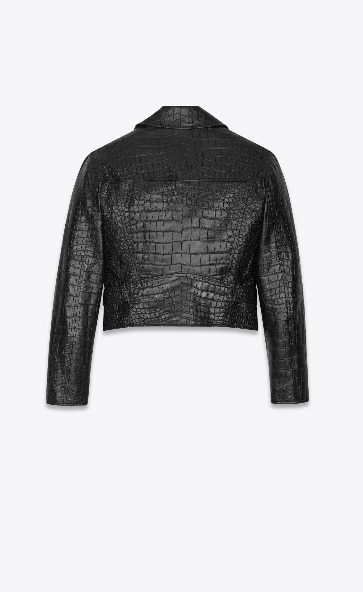 YSL Cropped Jacket In Crocodile-embossed Kozene Čierne | 83914-SIDM