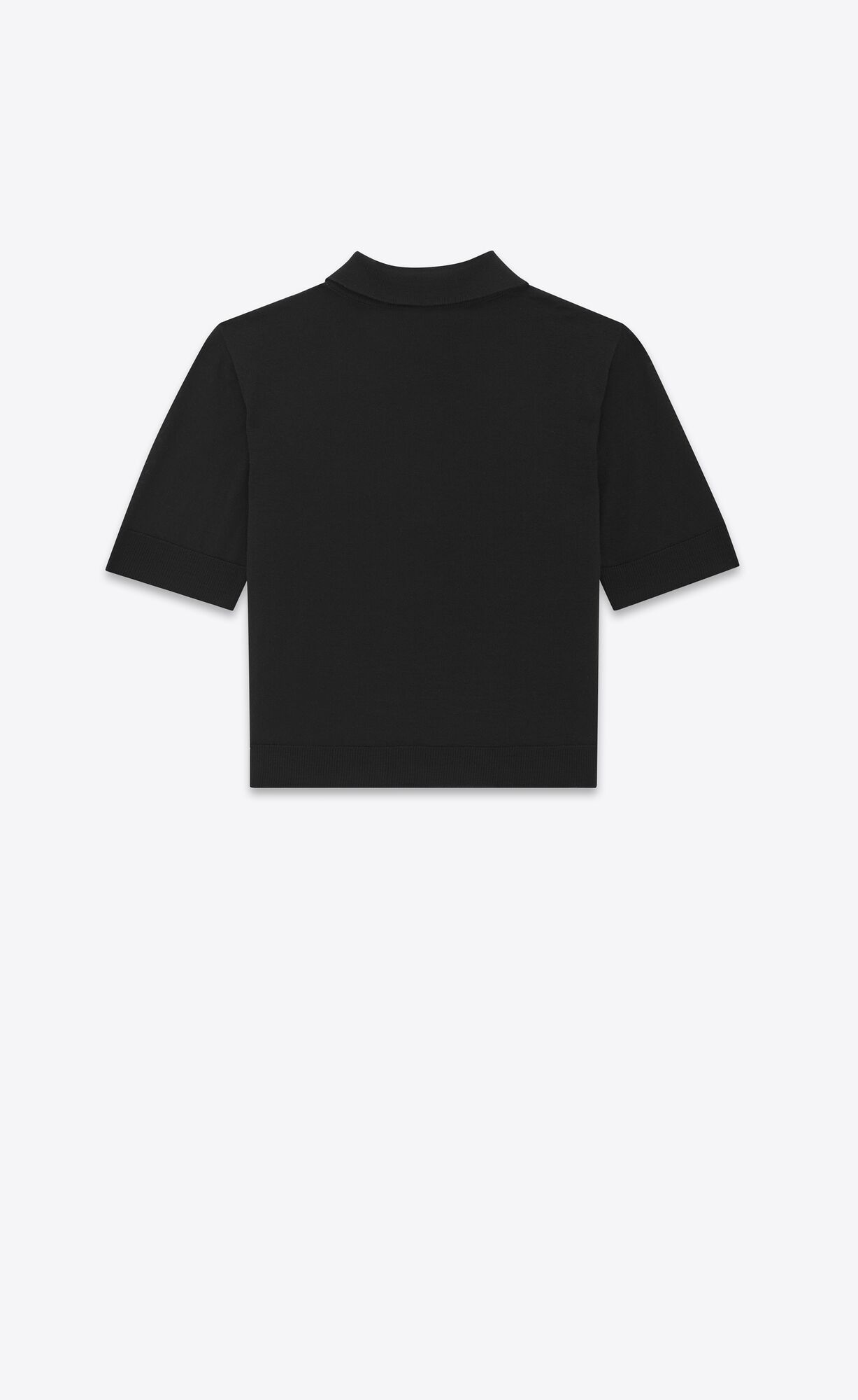 YSL Cropped Polo In Vlna Čierne | 89613-VXZL