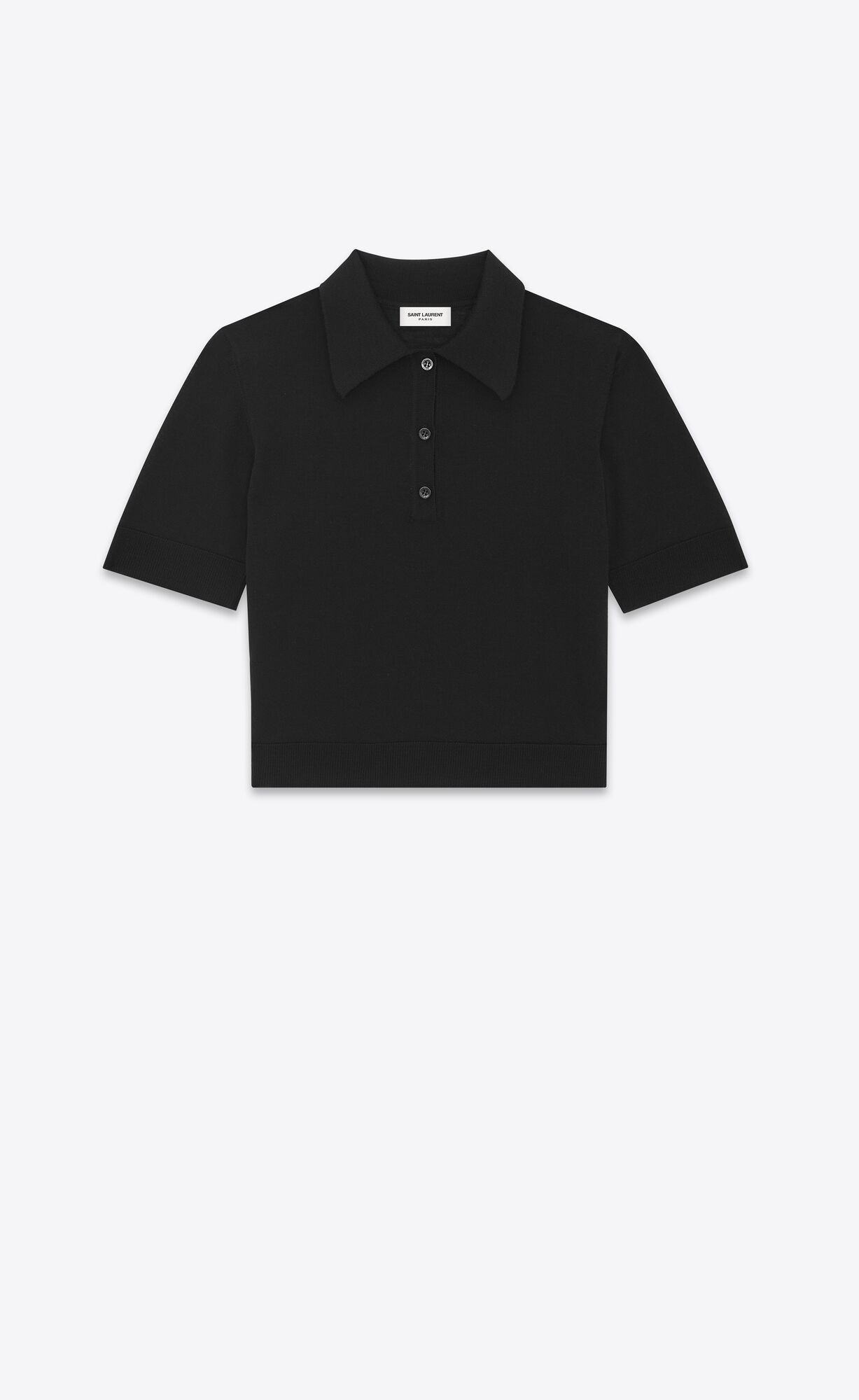 YSL Cropped Polo In Vlna Čierne | 89613-VXZL