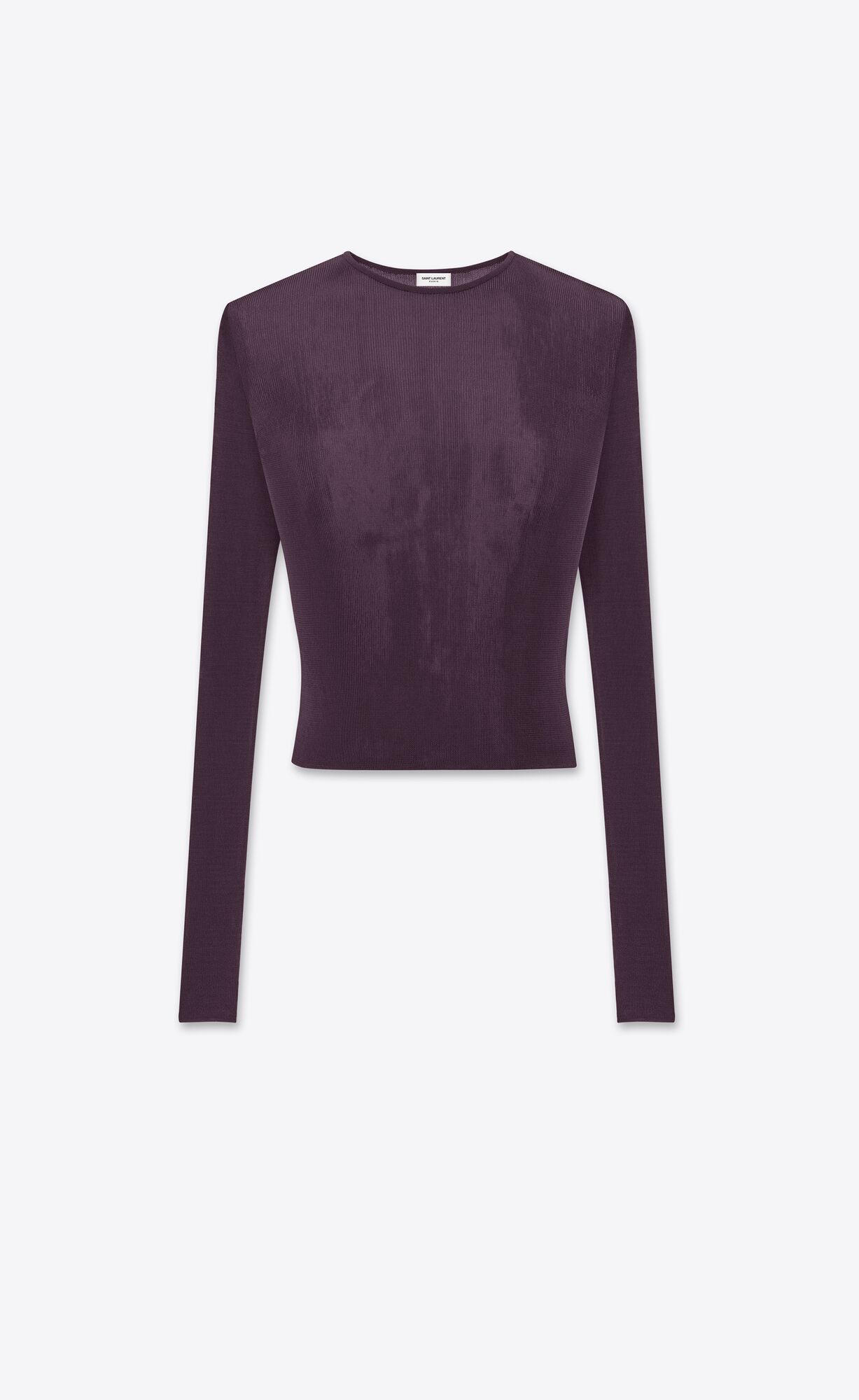 YSL Cropped Top In Rebrovaný Knit Prune | 96078-ZMBS