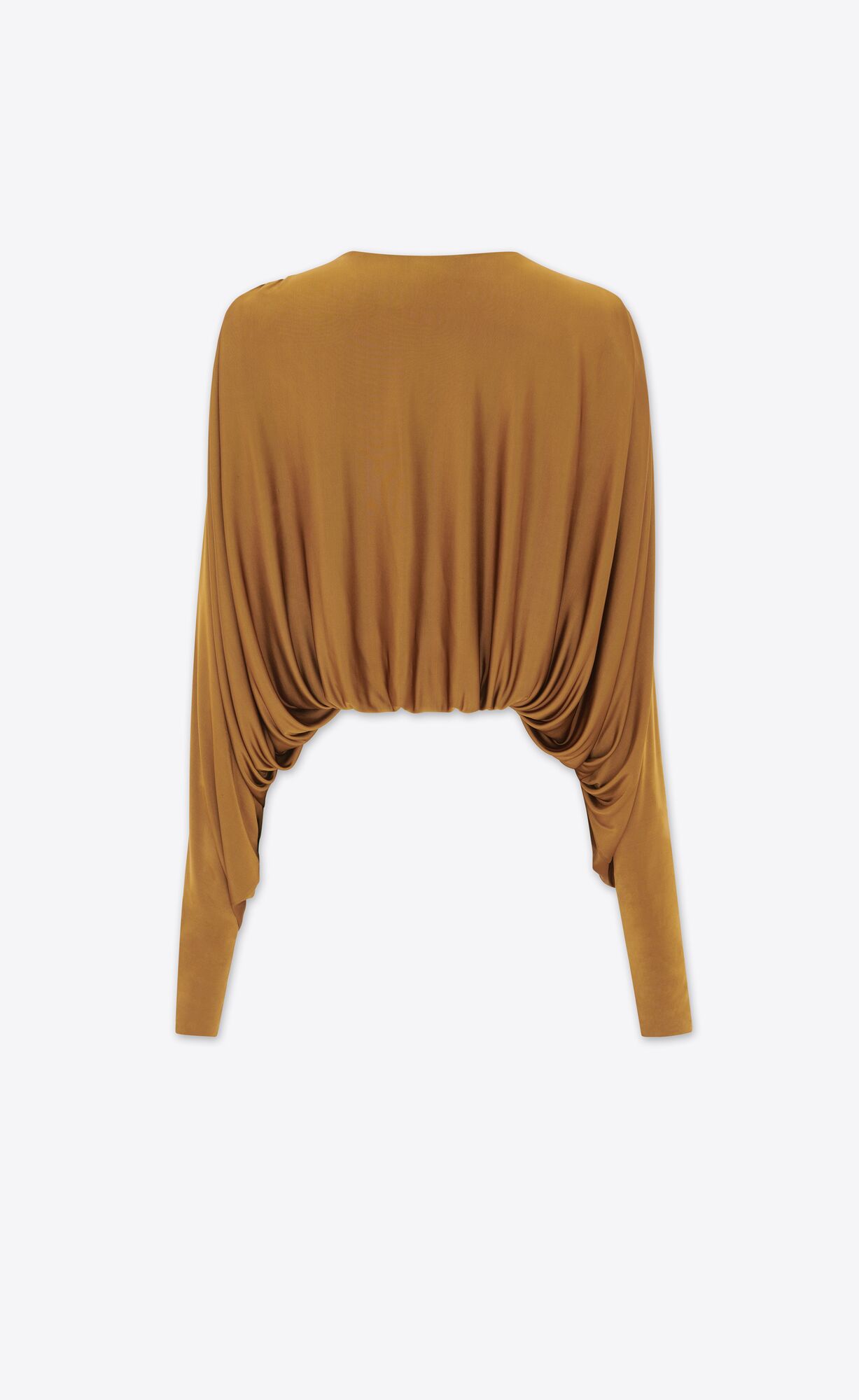 YSL Cropped Top In Shiny Jersey Hnede | 90458-TSOC