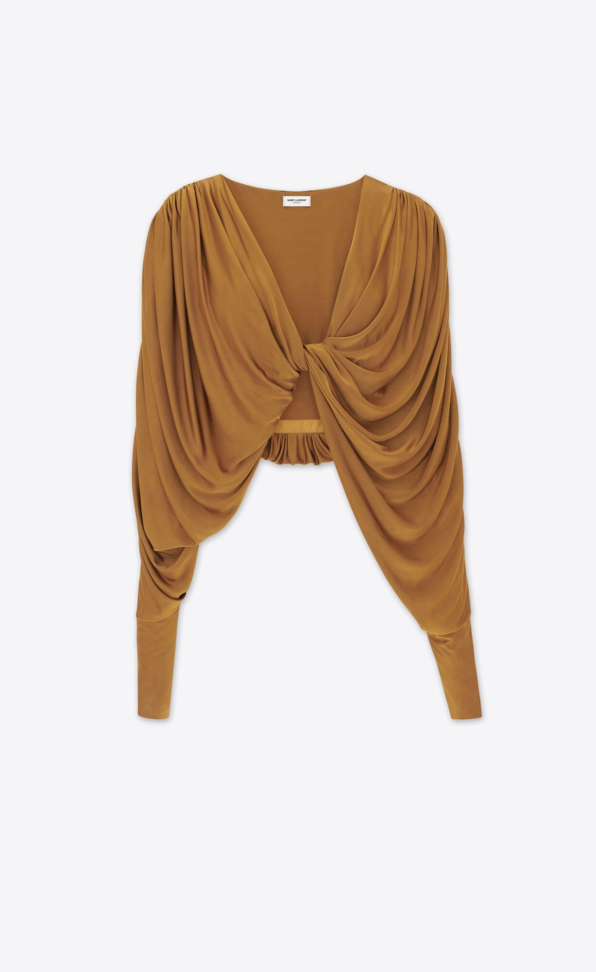 YSL Cropped Top In Shiny Jersey Hnede | 90458-TSOC