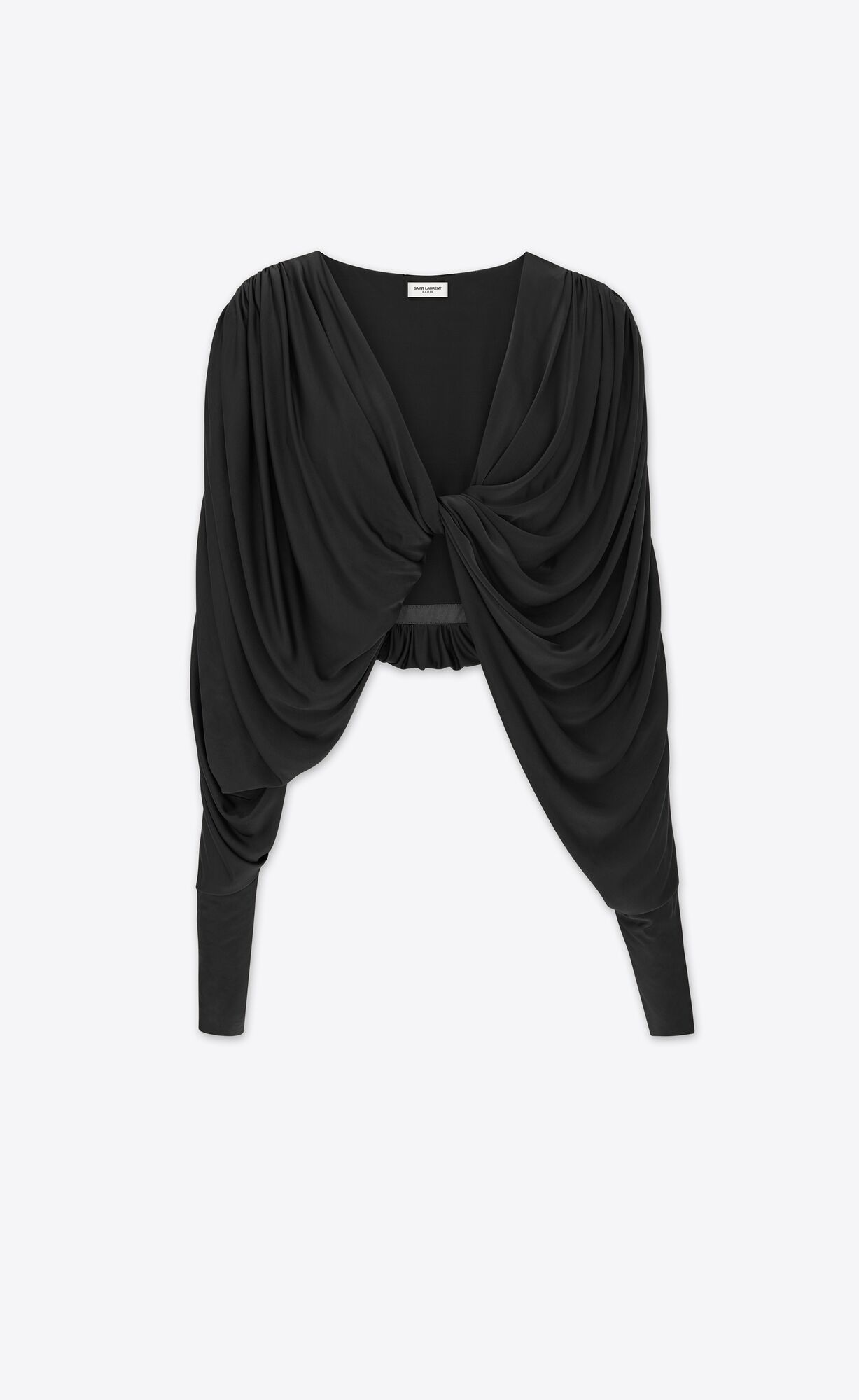 YSL Cropped Top In Shiny Jersey Čierne | 59873-IYAN