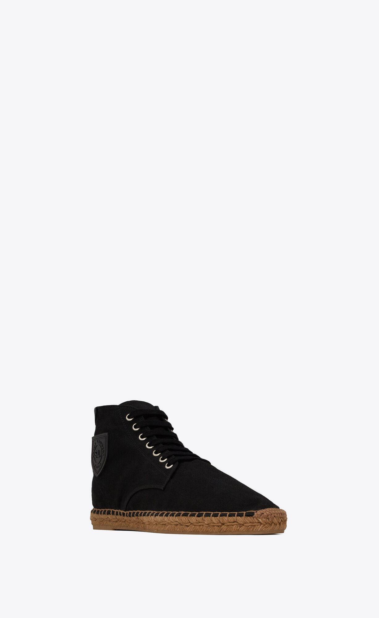 YSL Damon High-top Espadrilles In Platene Čierne | 48150-DSBQ