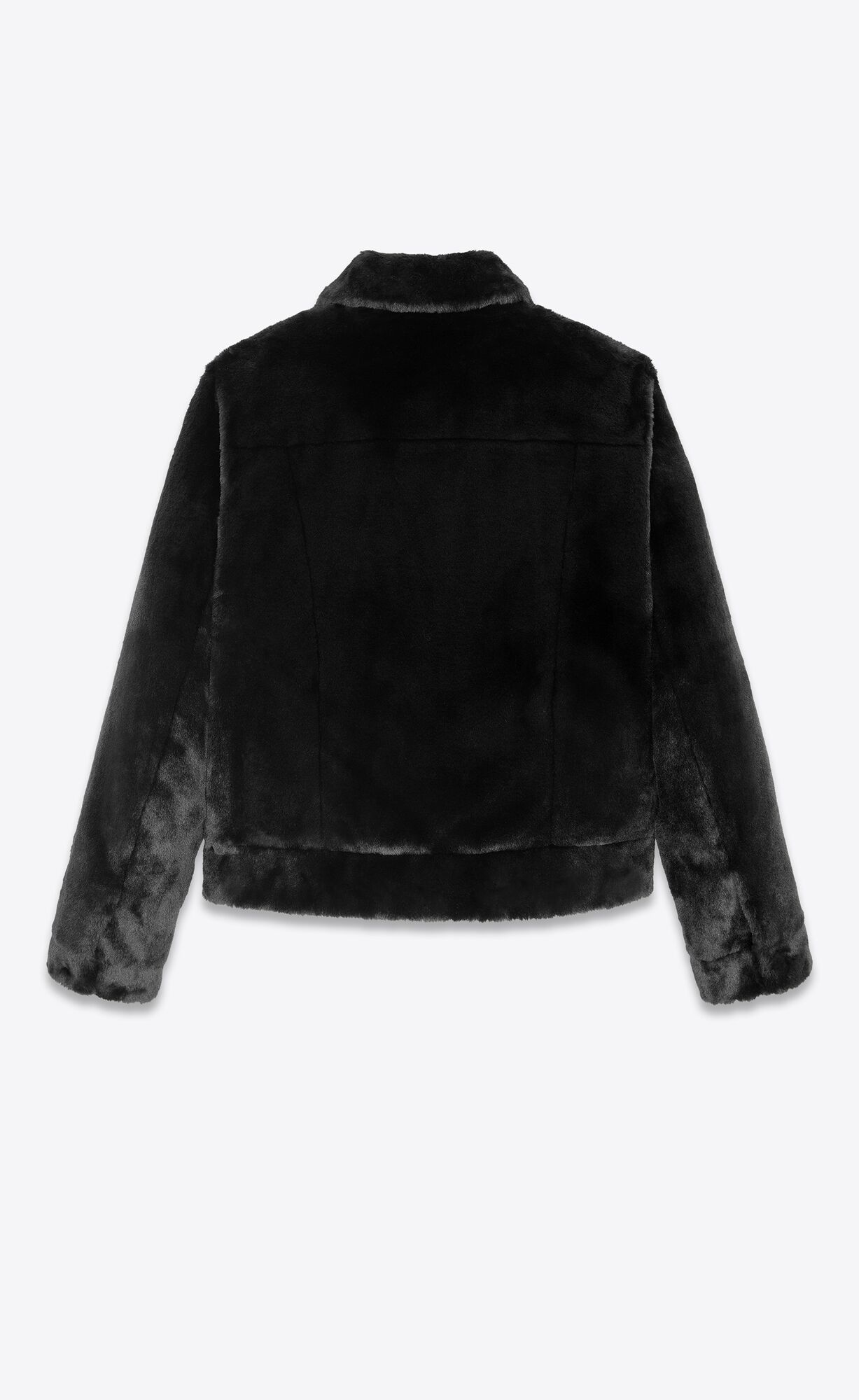 YSL Denim Jacket In Animal-free Fur Noir | 63807-XBKJ