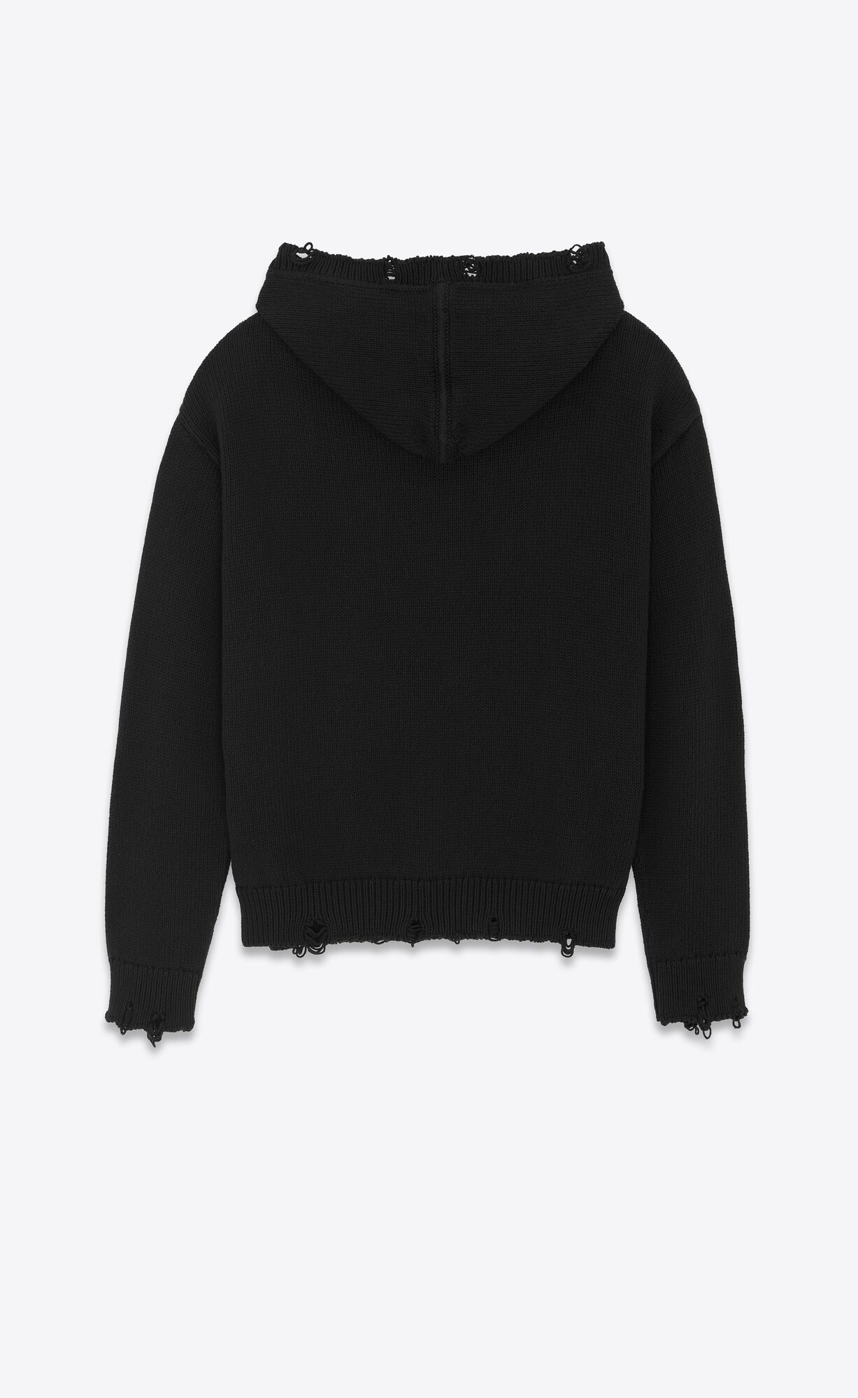 YSL Distressed Hoodie In Bavlnene Noir | 19853-DIWZ