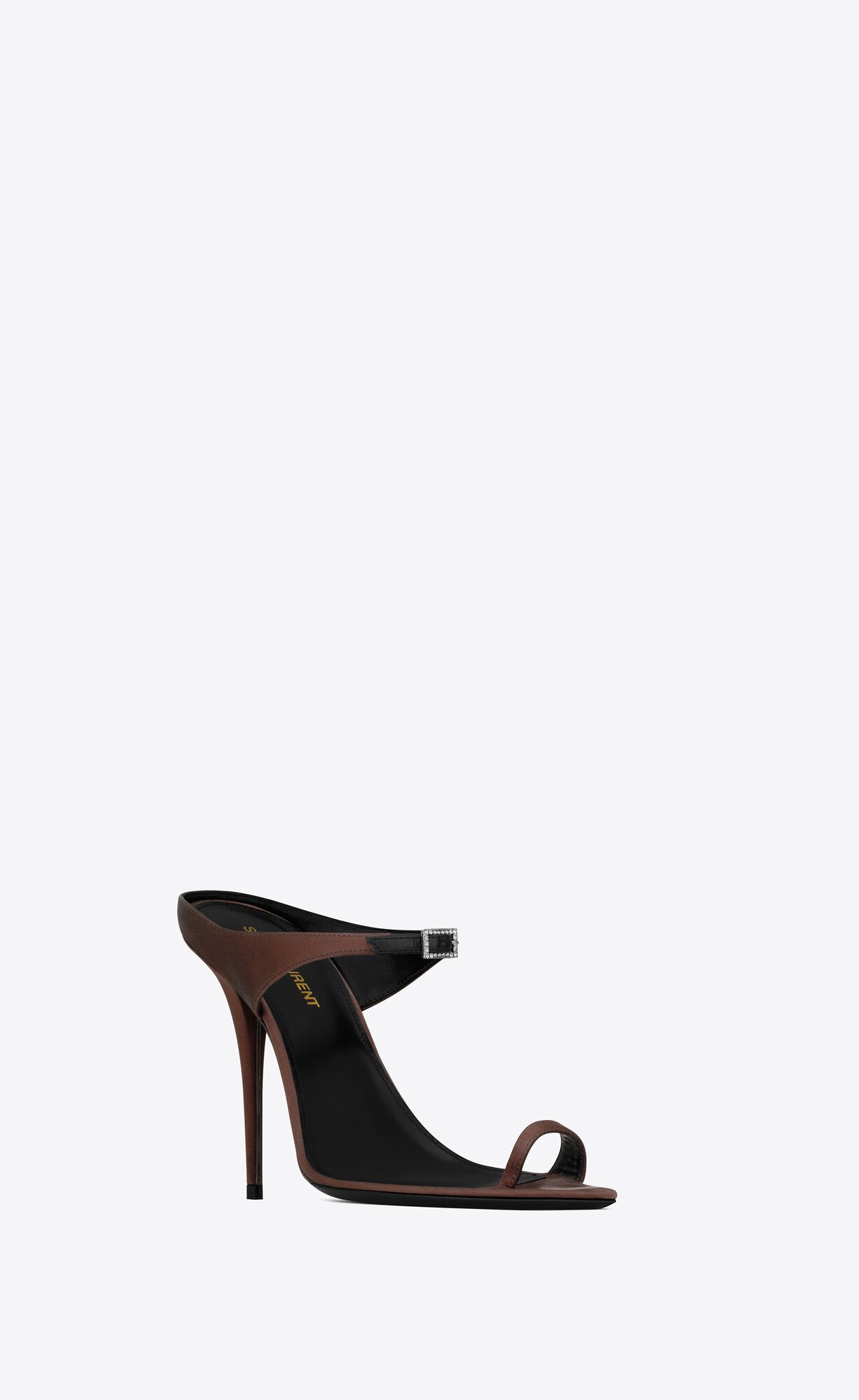 YSL Dive Mules In Crepe Satin Tmavo Čokoláda | 80463-KGTR