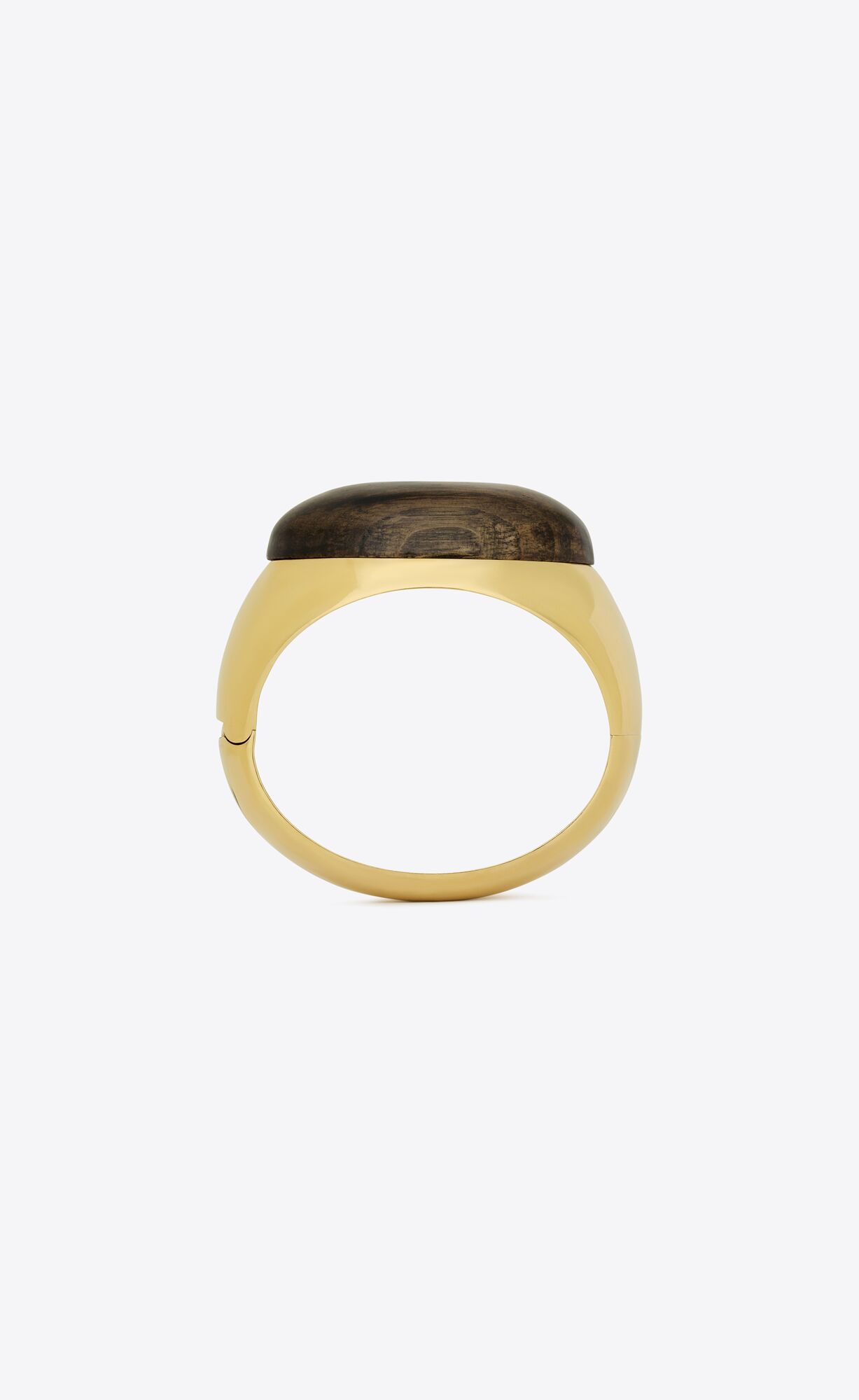 YSL Dome Bangle In Metal And Wood Hnede Zlate | 62385-OQUT