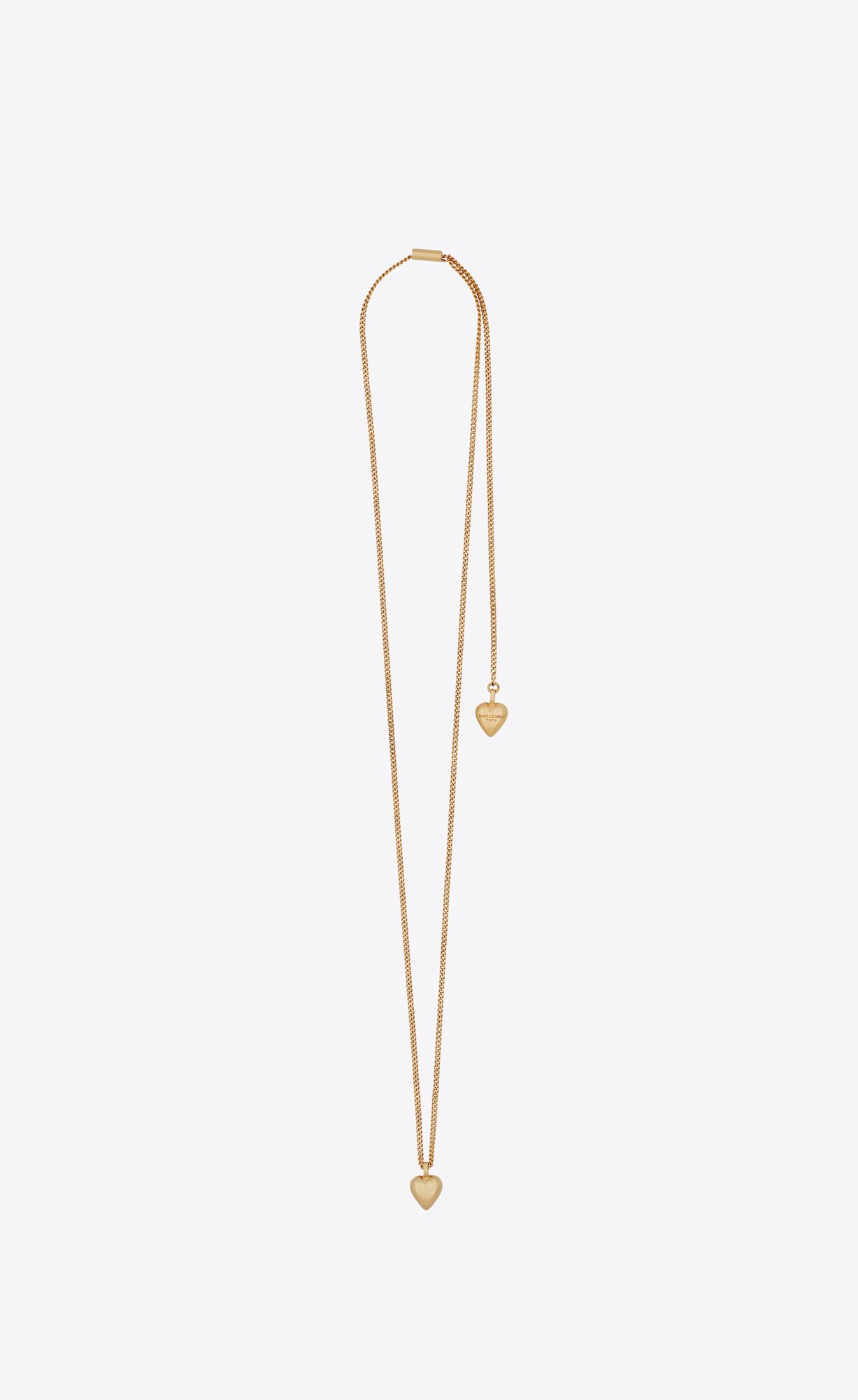 YSL Double Heart Charm Sliding Necklace Zlate | 46385-PIEQ