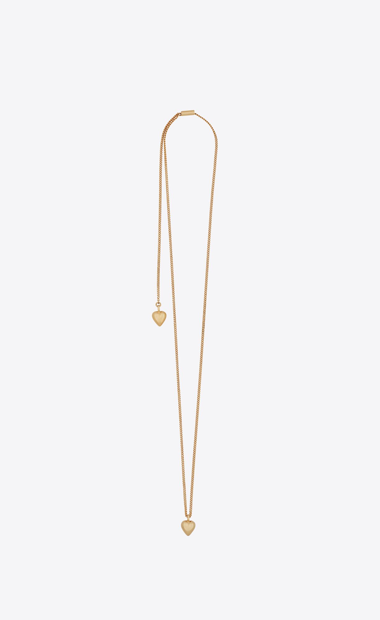 YSL Double Heart Charm Sliding Necklace Zlate | 46385-PIEQ