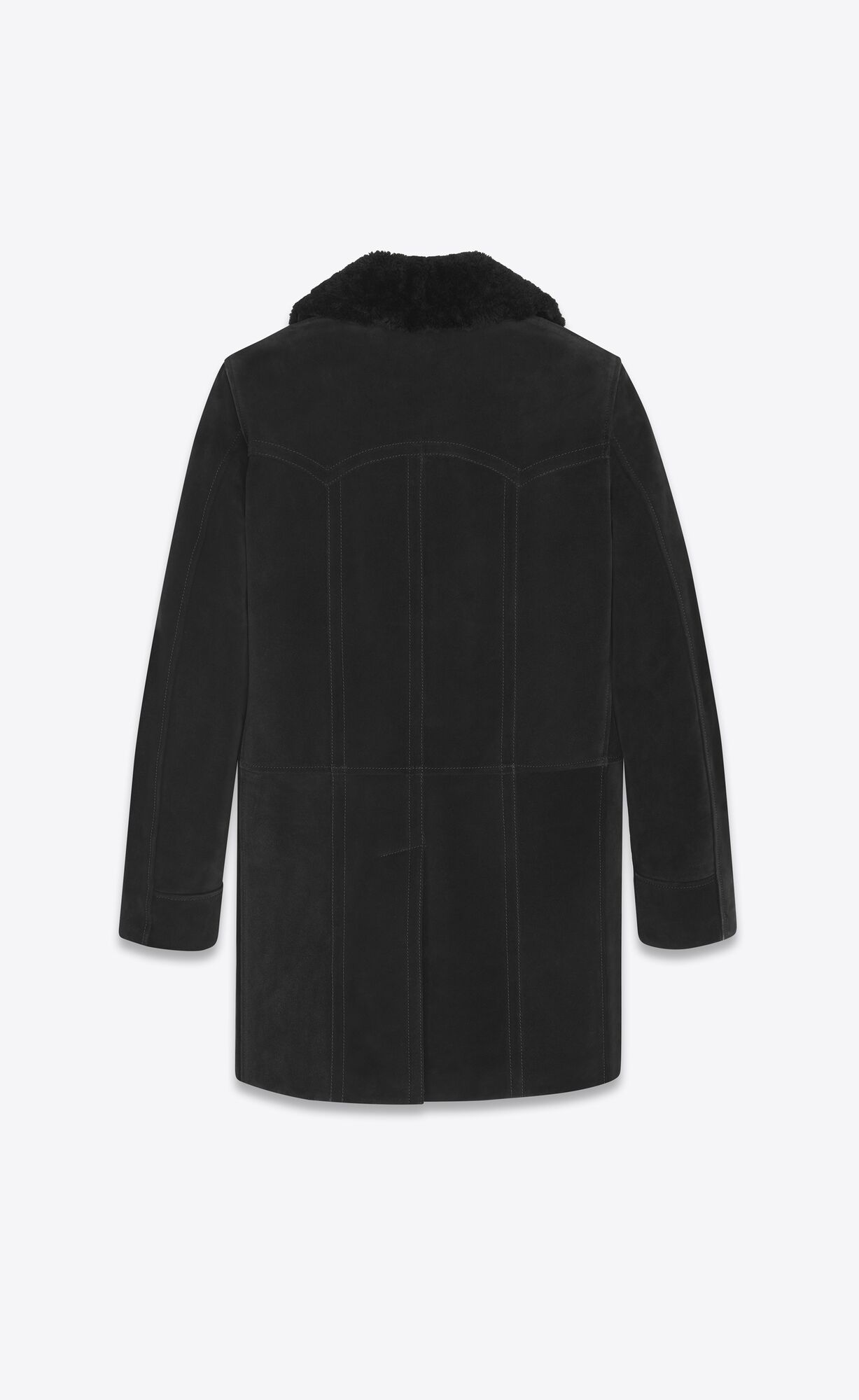 YSL Double-breasted Coat In Semisove And Shearling Čierne | 68513-JQRV