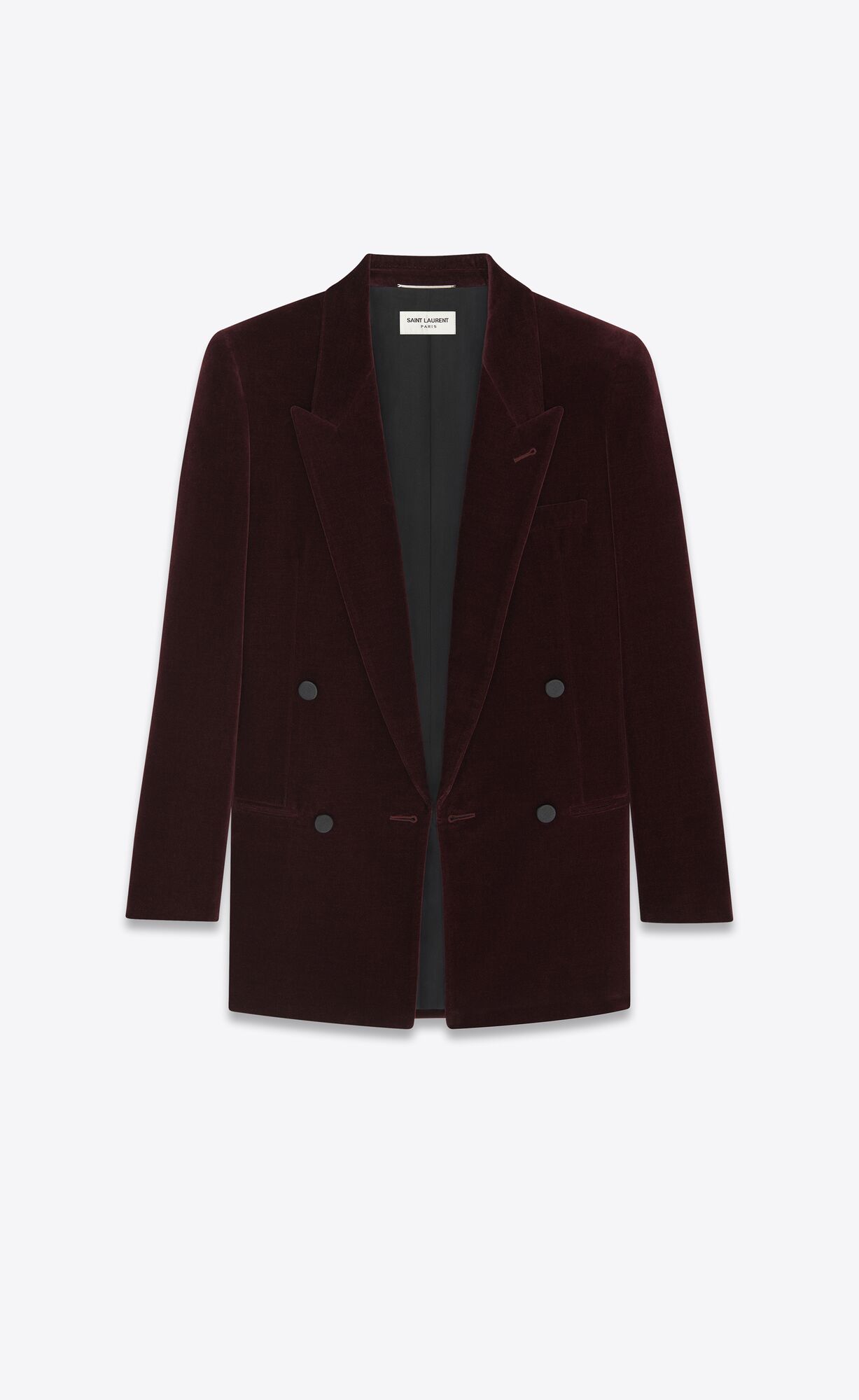 YSL Double-breasted Jacket In Bavlnene Velvet Vino | 76104-LKNO