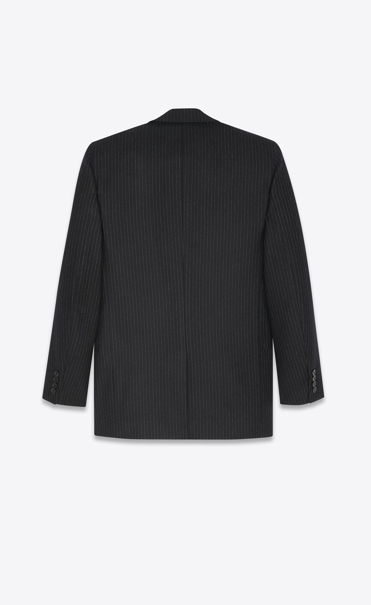 YSL Double-breasted Jacket In Pinstripe Vlna Noir Craie | 35482-ZEKY