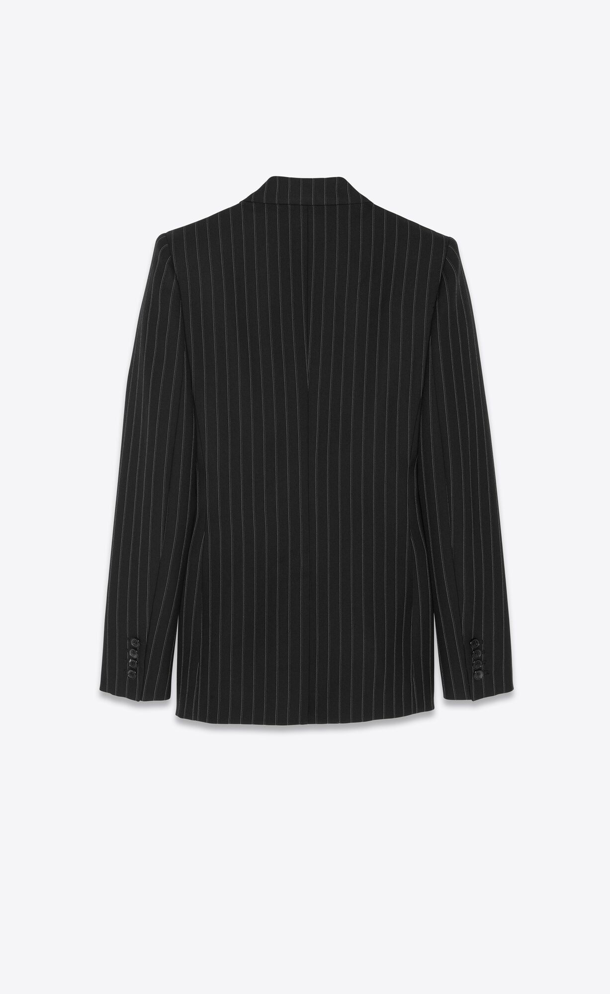 YSL Double-breasted Jacket In Pruhované Vlna Noir Craie | 19403-QVKS