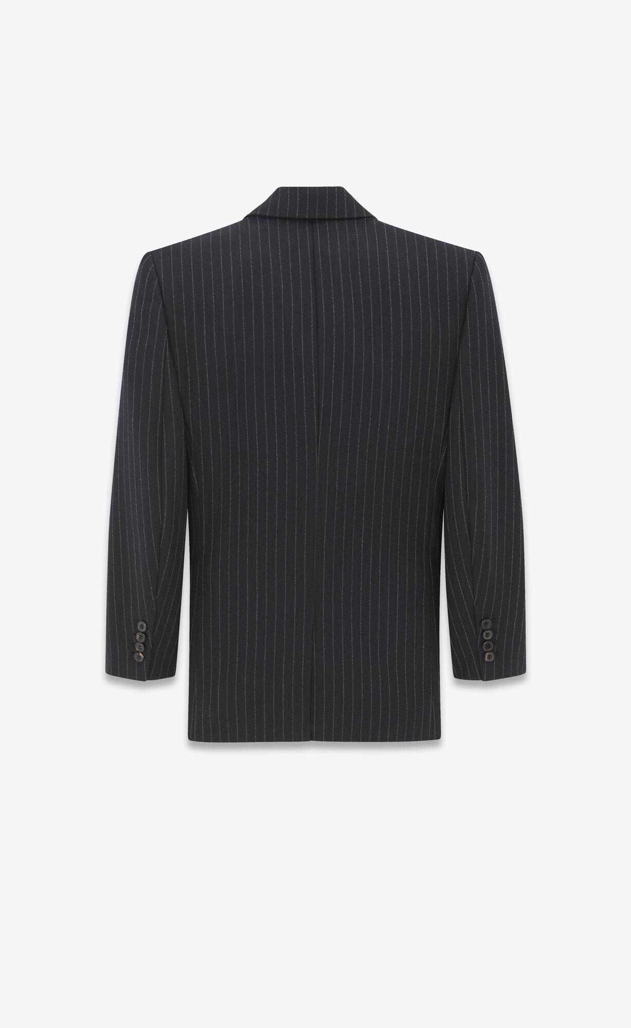 YSL Double-breasted Jacket In Rive Gauche Pruhované Flannel Noir Blanc | 49370-CZWR