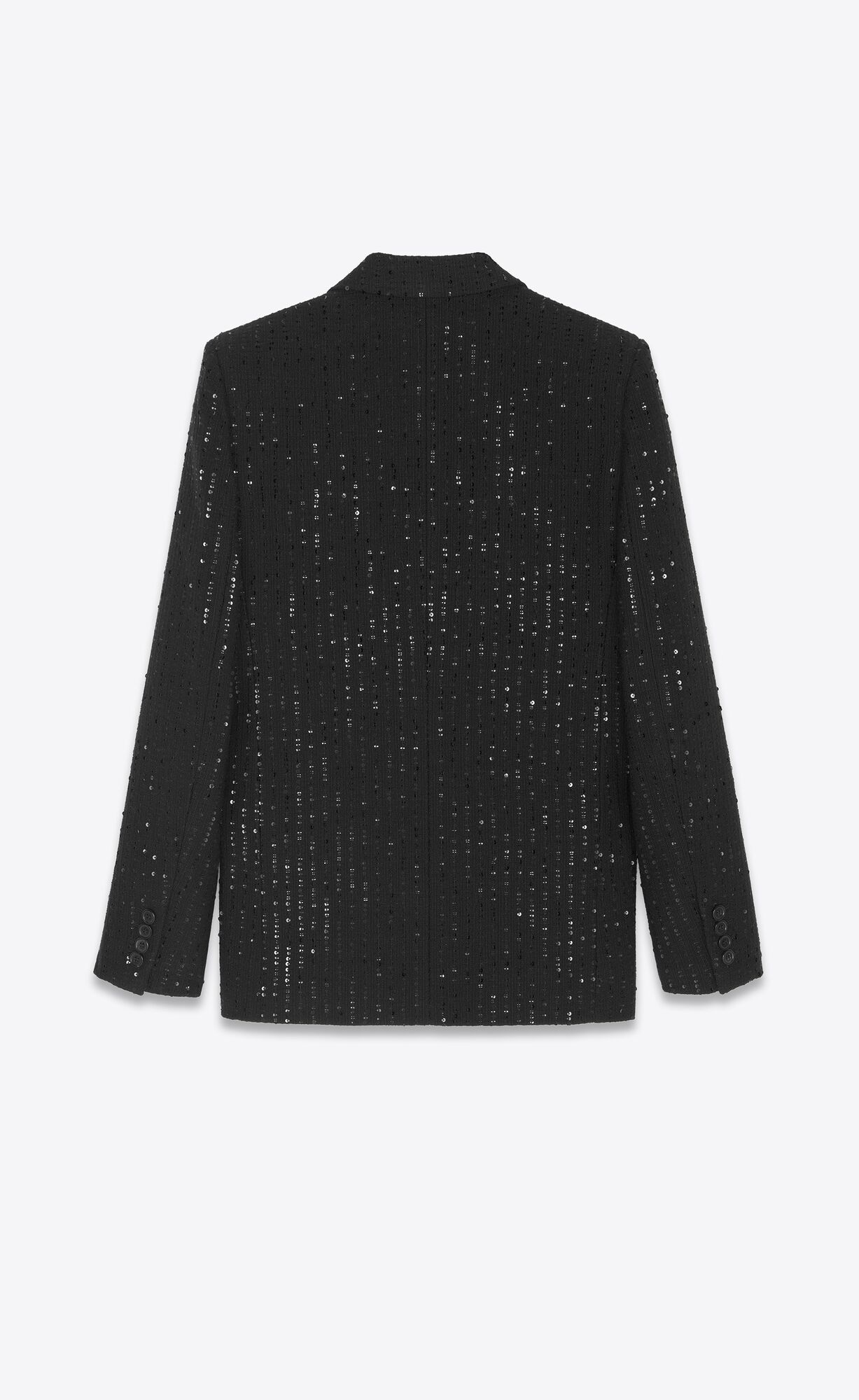 YSL Double-breasted Jacket In Sequined Tweed Noir Brilliant | 97816-CIBH