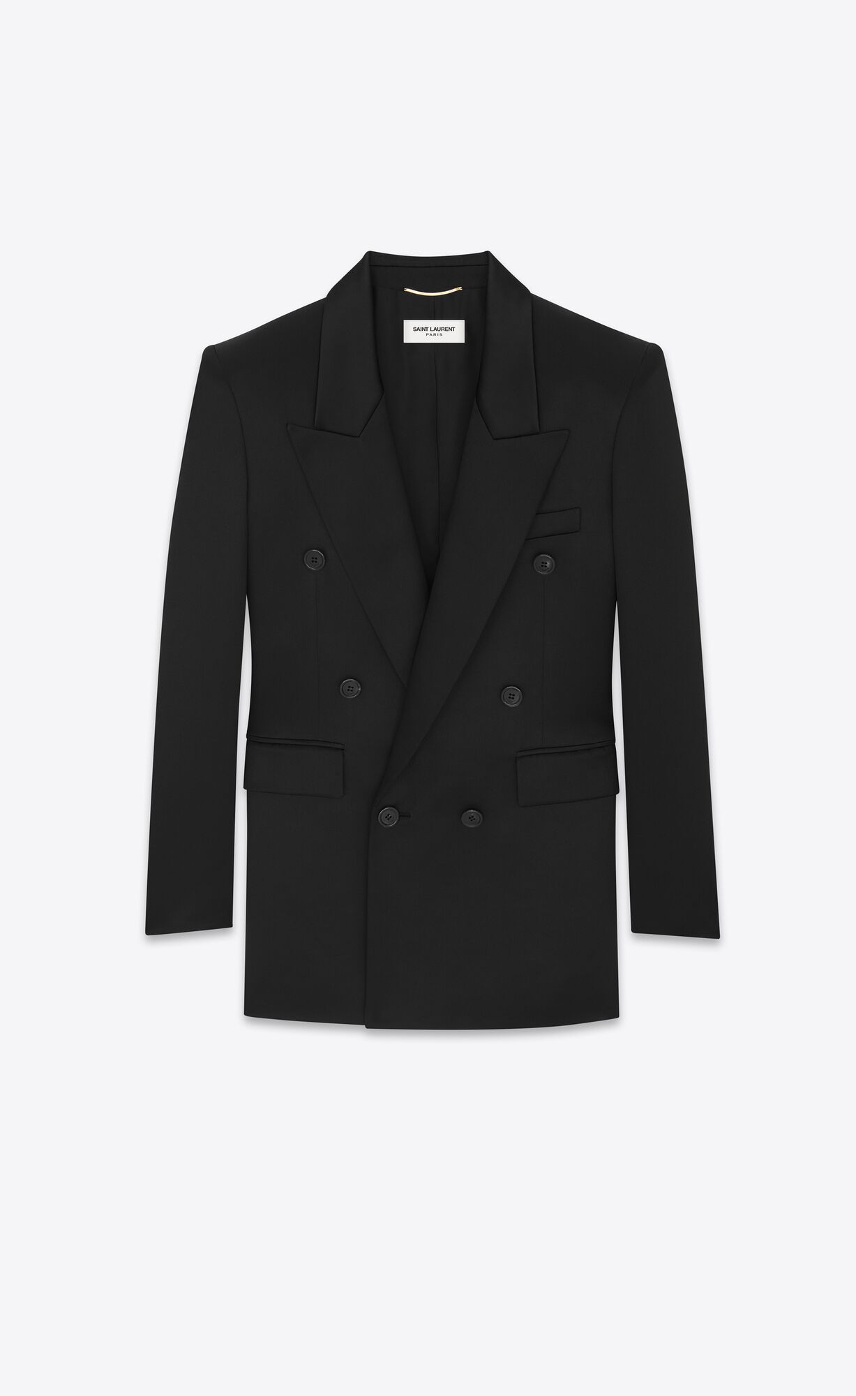 YSL Double-breasted Jacket In Silk Satin Čierne | 09573-WGOZ