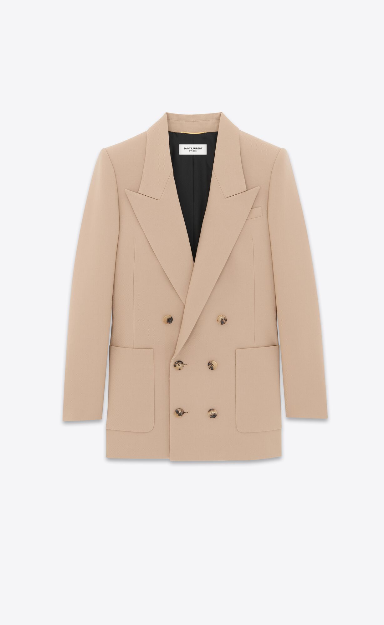 YSL Double-breasted Jacket In Vlna Gabardine Béžové | 23479-LBJW