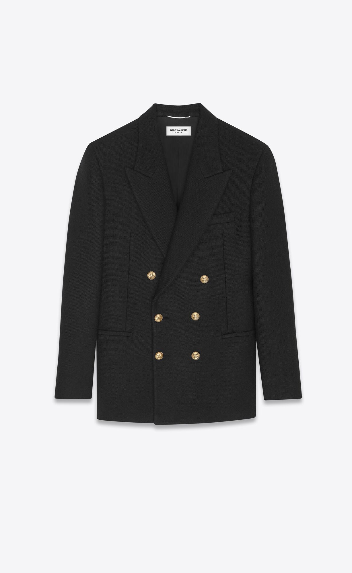 YSL Double-breasted Jacket In Vlna Noir | 89460-XIKB