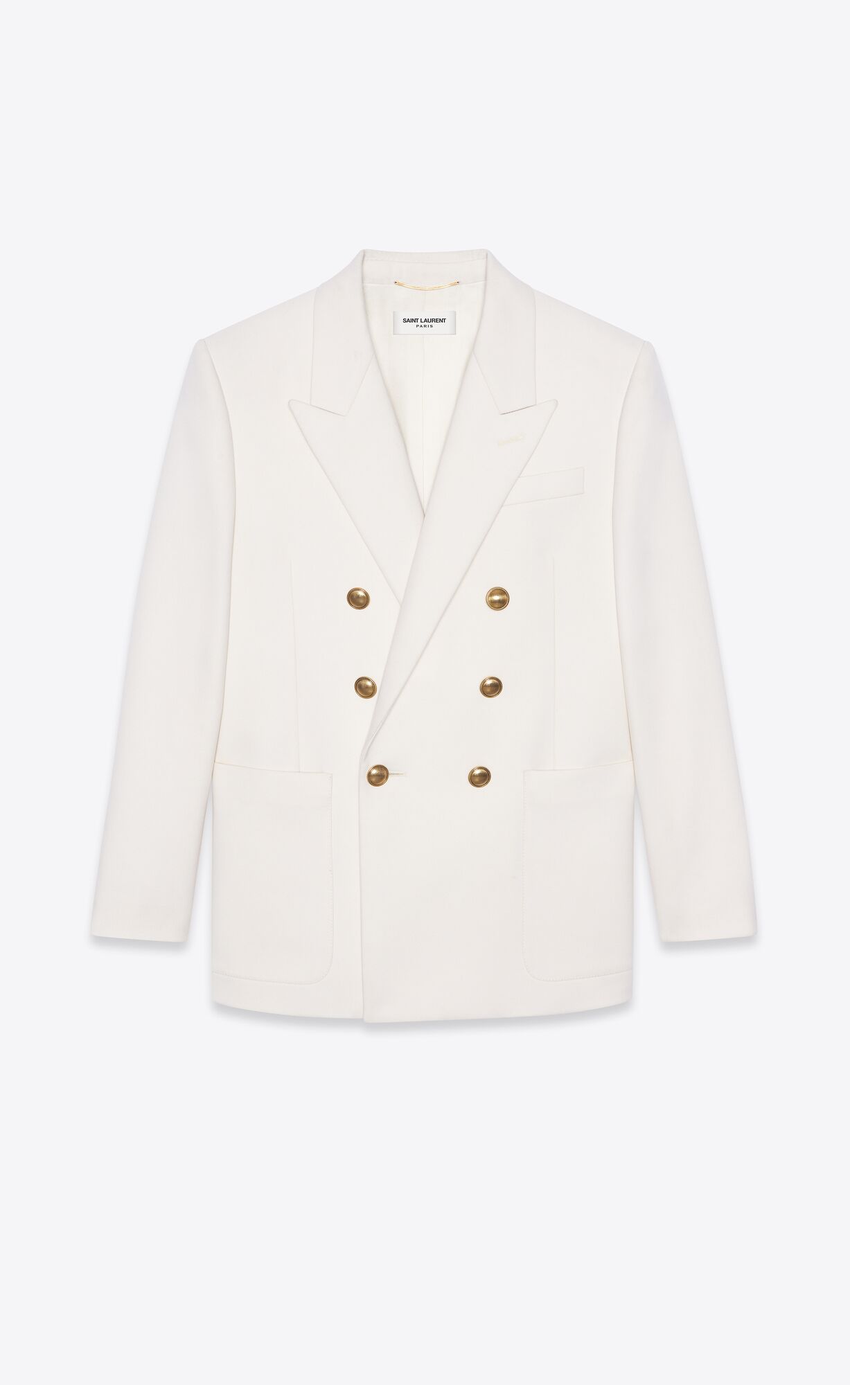 YSL Double-breasted Jacket In Vlna Twill Chalk | 46571-FCUN