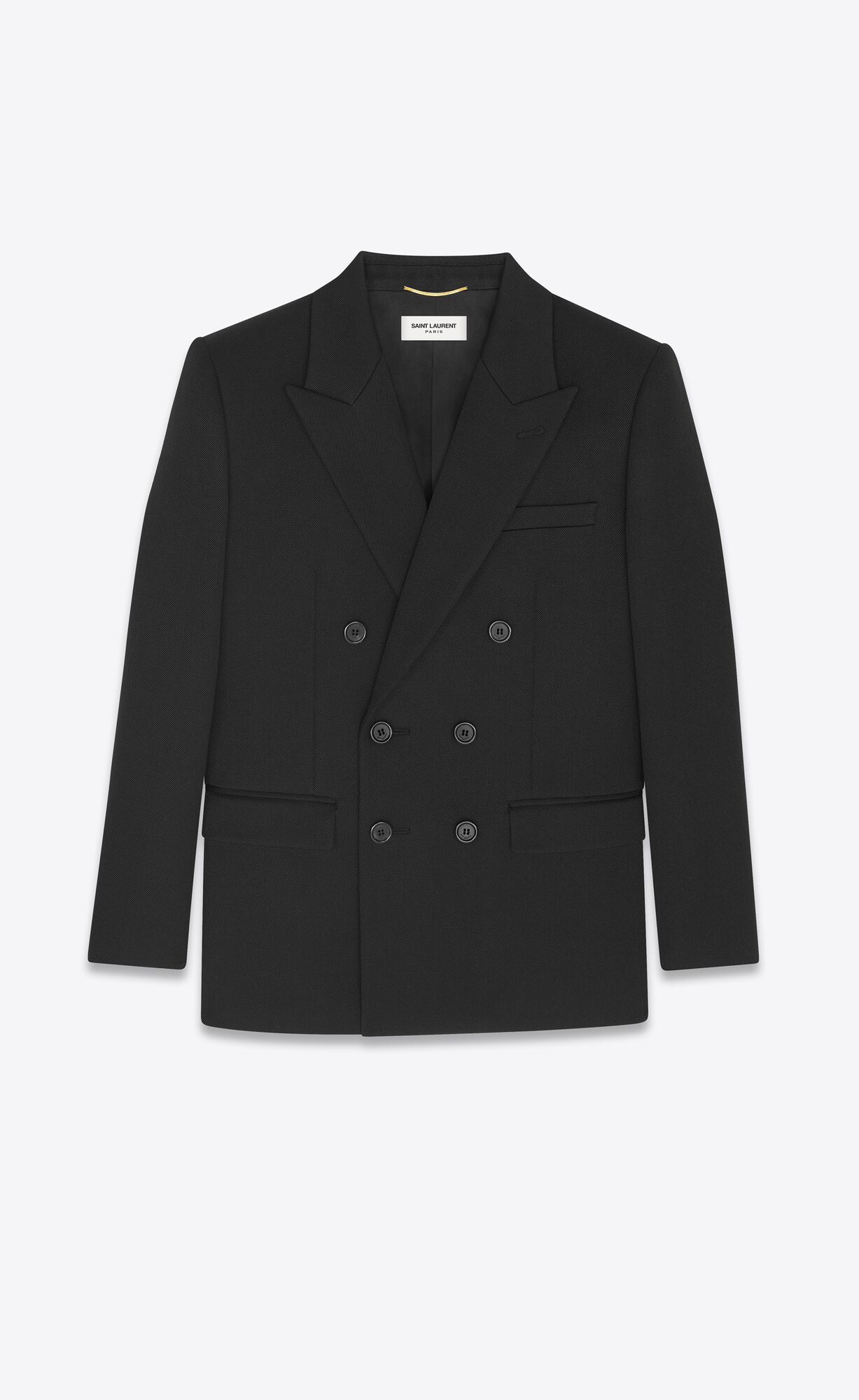 YSL Double-breasted Jacket In Vlna Twill Noir | 54820-EYHK