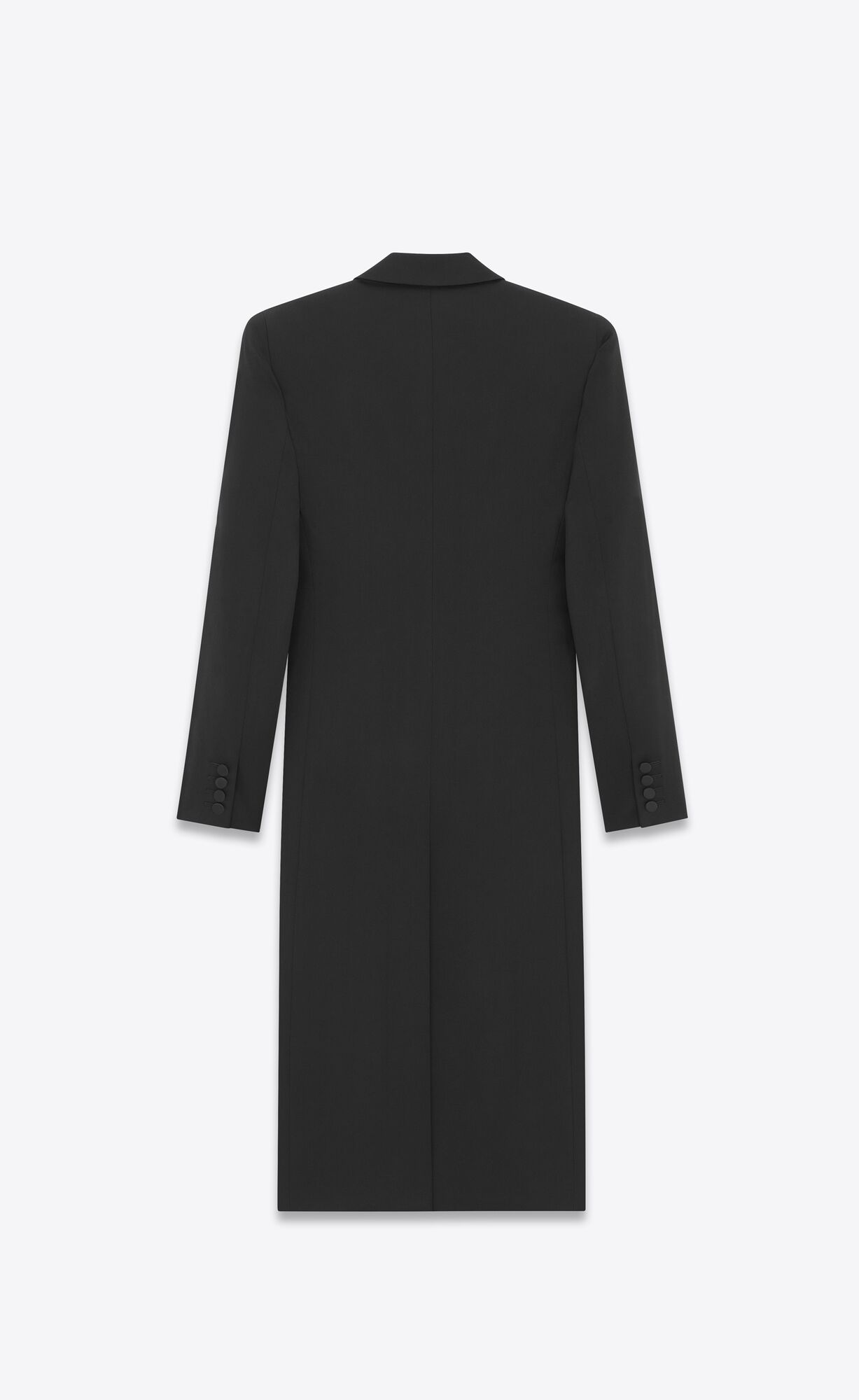 YSL Double-breasted Tuxedo Coat In Satin Vlna Čierne | 09865-UAXY