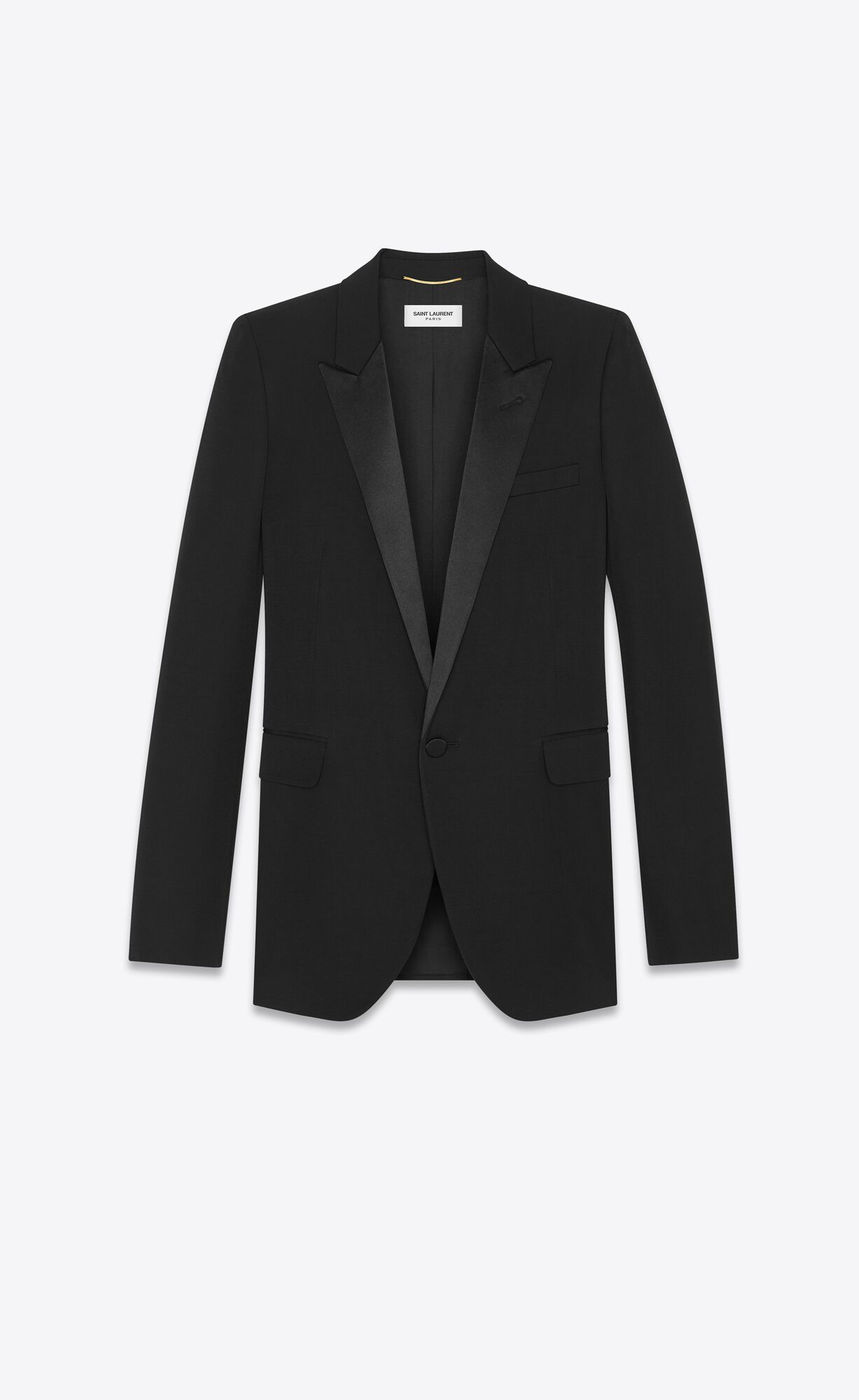 YSL Double-breasted Tuxedo Jacket In Grain De Poudre Čierne | 16895-AHXE