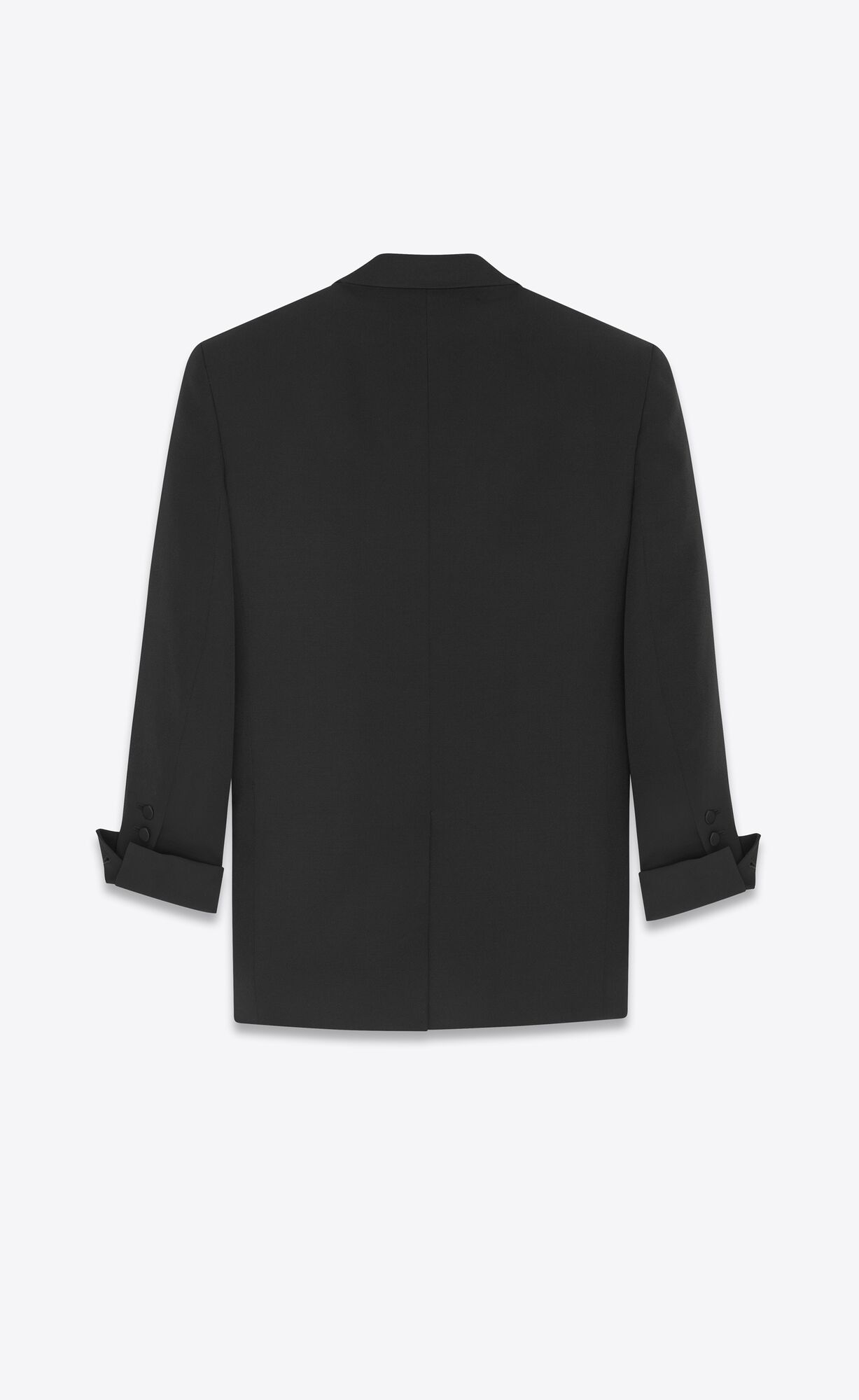 YSL Double-breasted Tuxedo Jacket In Grain De Poudre Noir | 76810-FUCP