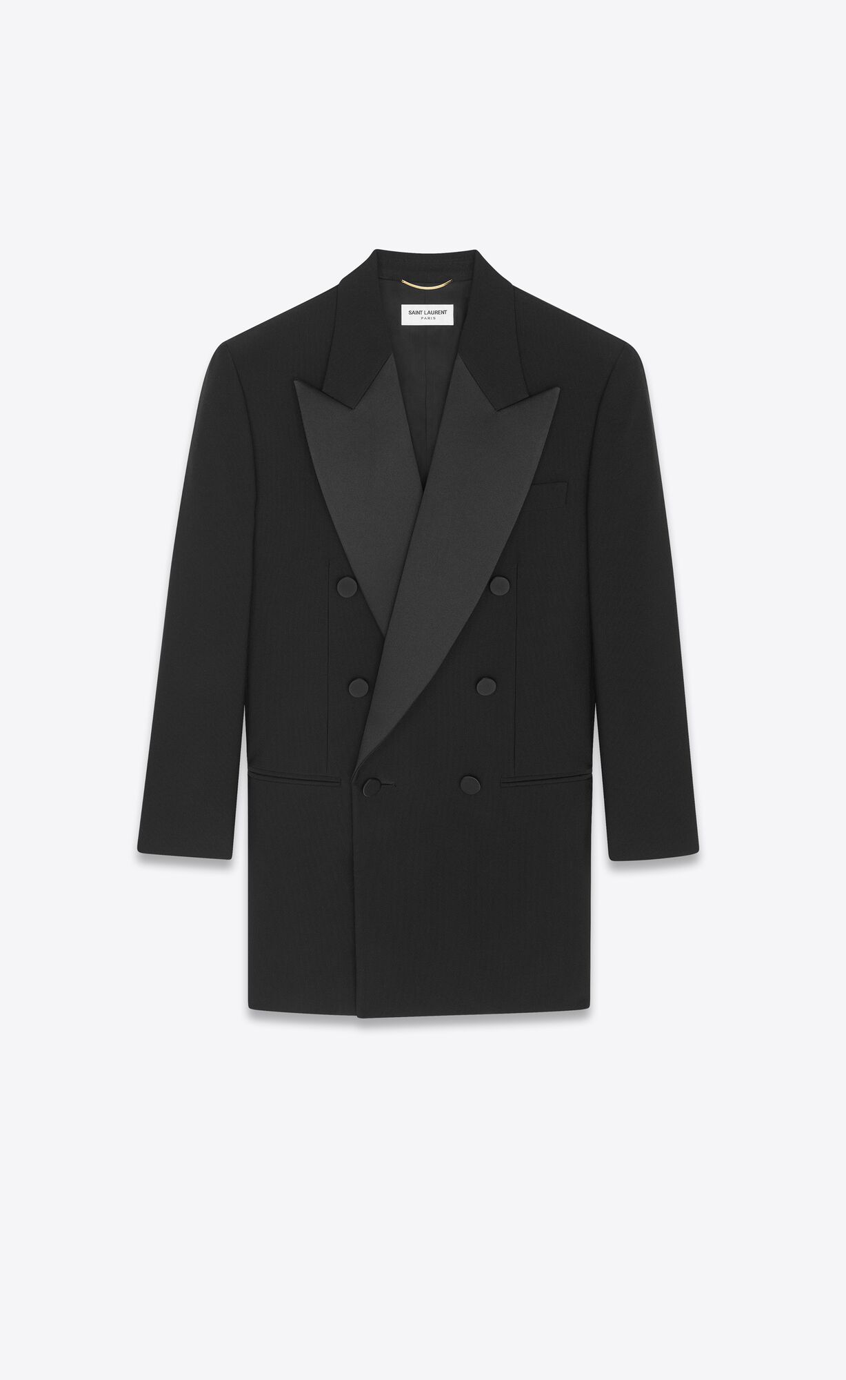 YSL Double-breasted Tuxedo Jacket In Vlna Noir | 42980-OISD