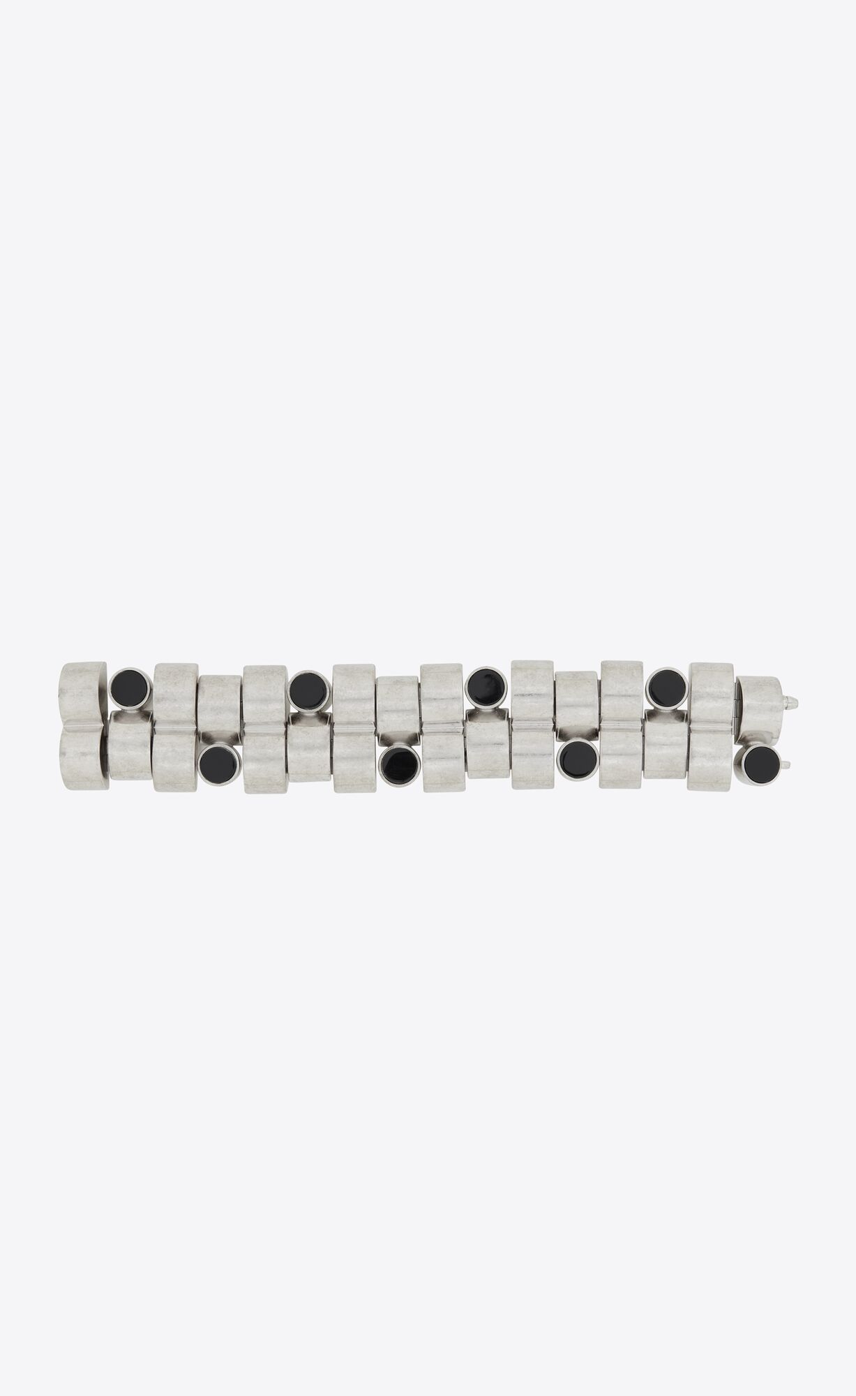 YSL Engrenages Bracelet In Metal And Resin Strieborne Čierne | 59207-BXUT