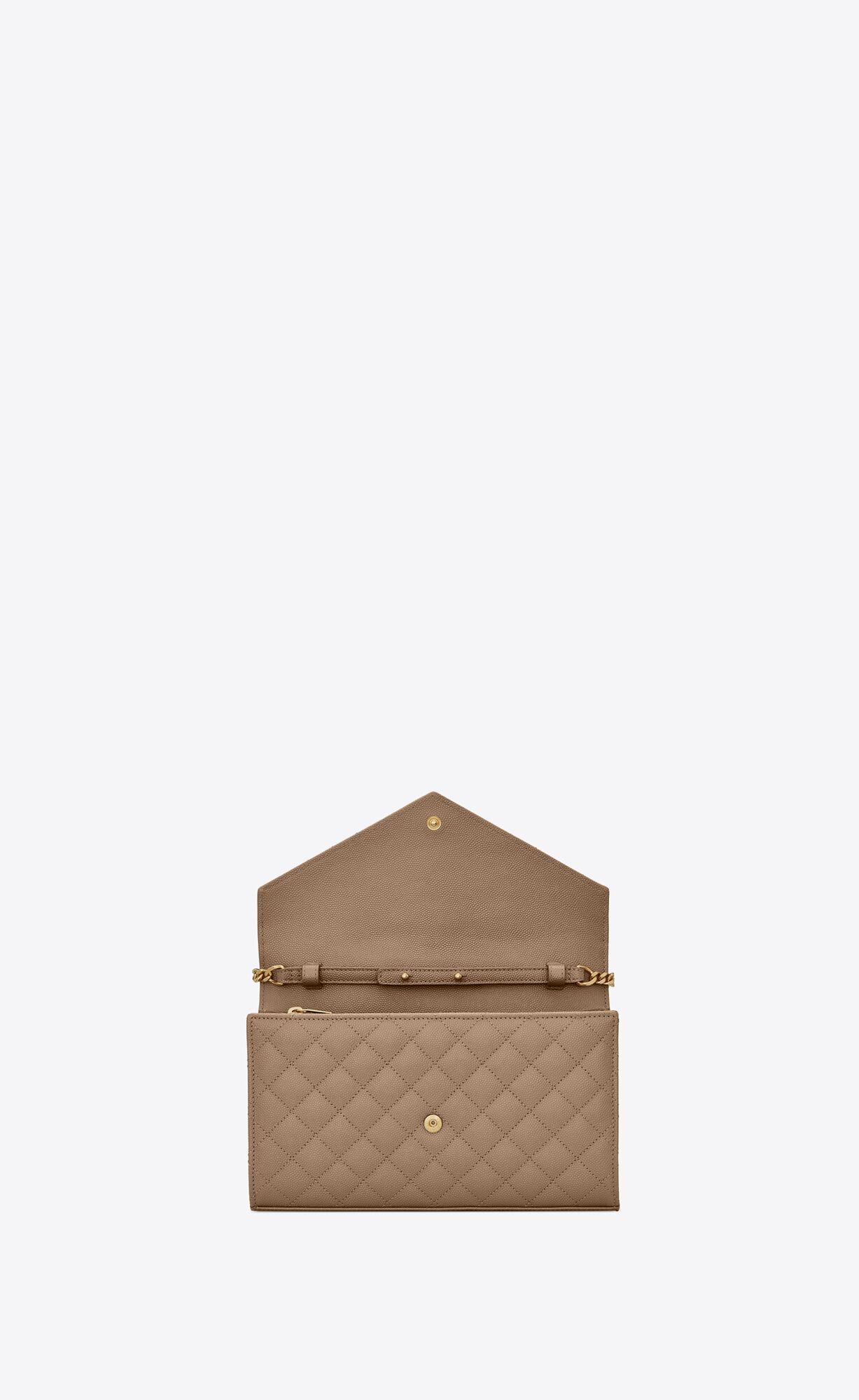 YSL Envelope Chain Wallet In Mix Matelassé Grain De Poudre Embossed Kozene Hnede | 10935-NGQZ