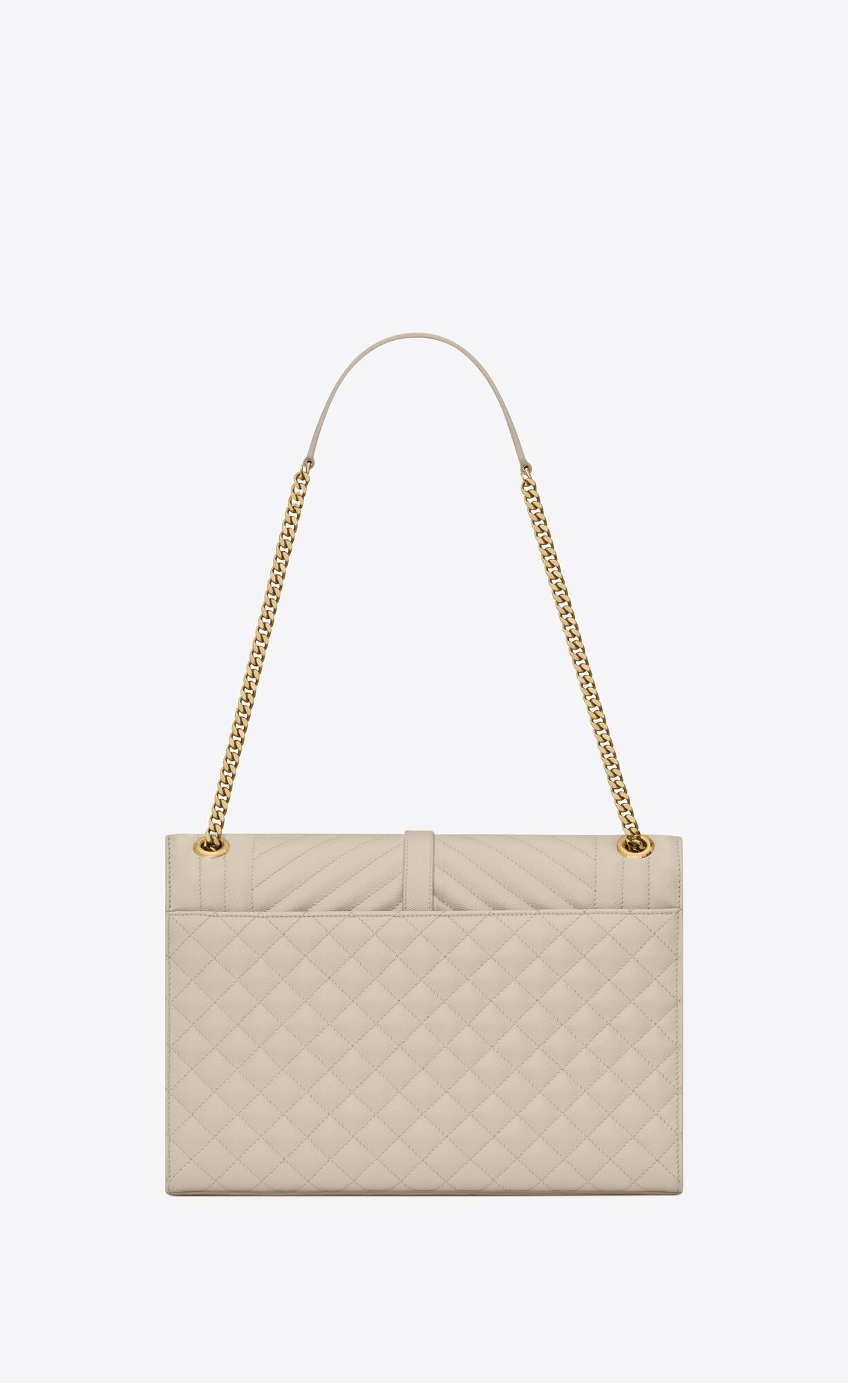 YSL Envelope Large Bag In Mix Matelassé Grain De Poudre Embossed Kozene Blanc Vintage | 02536-GJFL