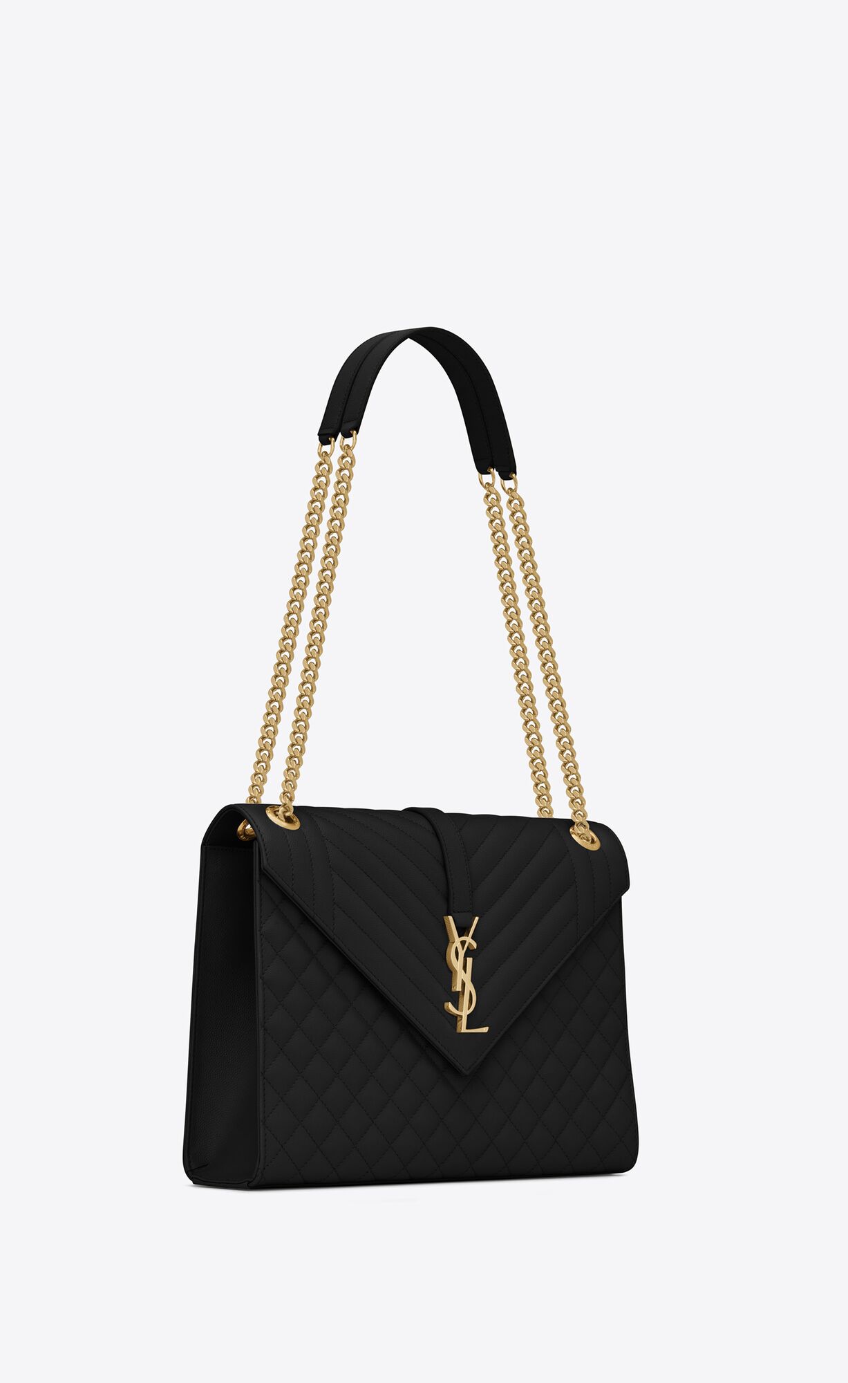 YSL Envelope Large Bag In Mix Matelassé Grain De Poudre Embossed Kozene Noir | 25836-SZJQ