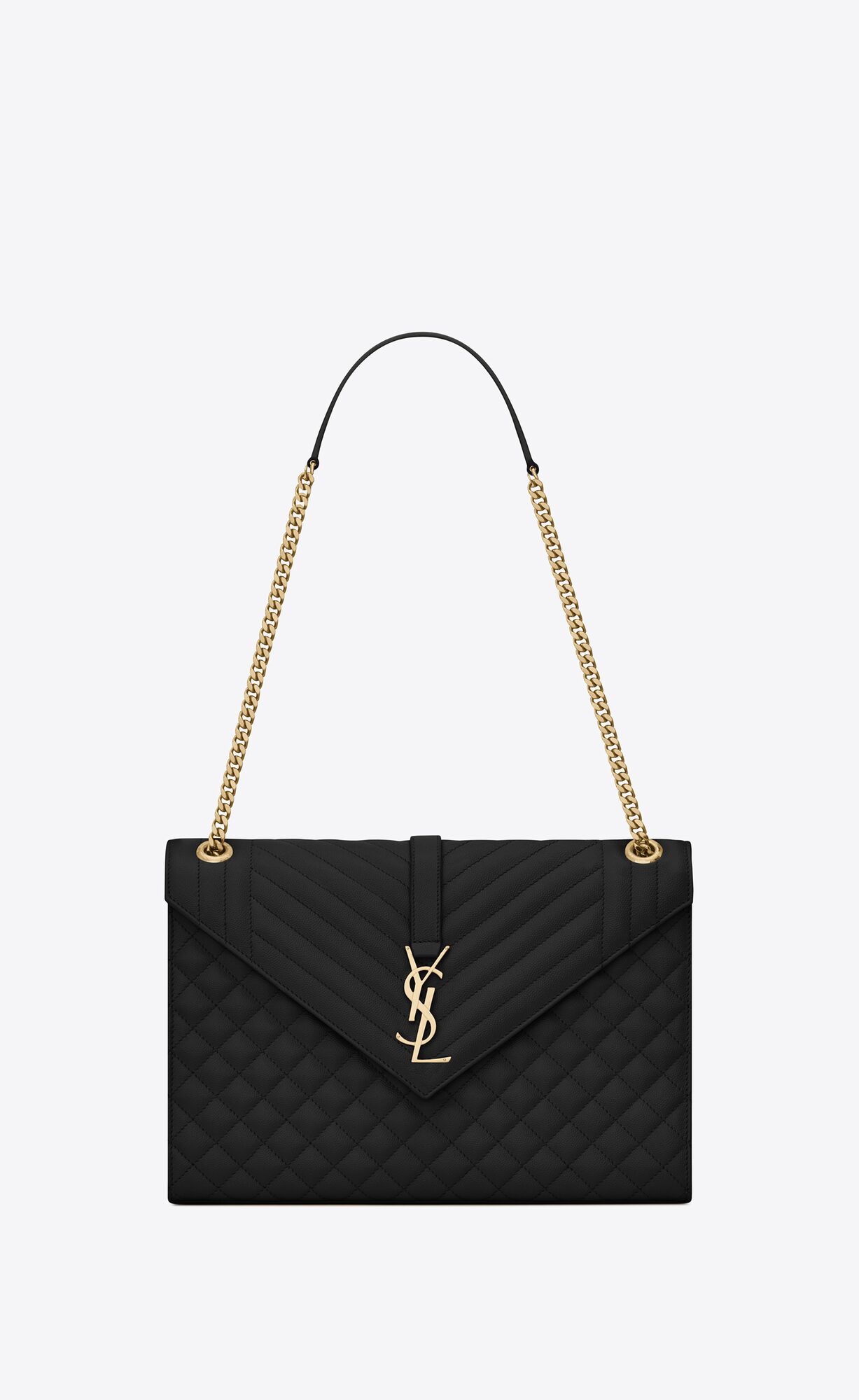 YSL Envelope Large Bag In Mix Matelassé Grain De Poudre Embossed Kozene Noir | 25836-SZJQ