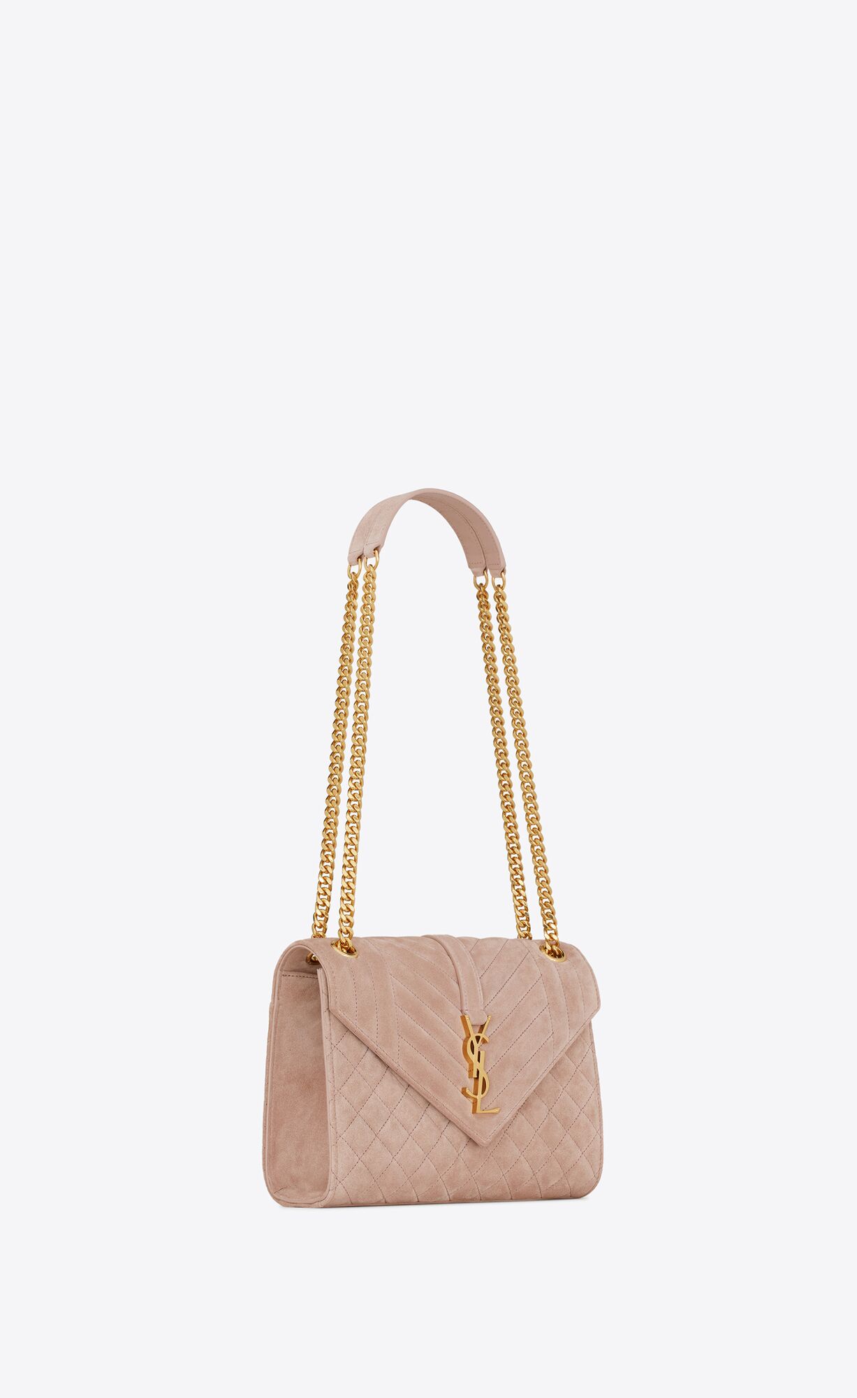 YSL Envelope Medium Chain Bag In Mix Matelassé Semisove Hnede | 17840-ZFVE