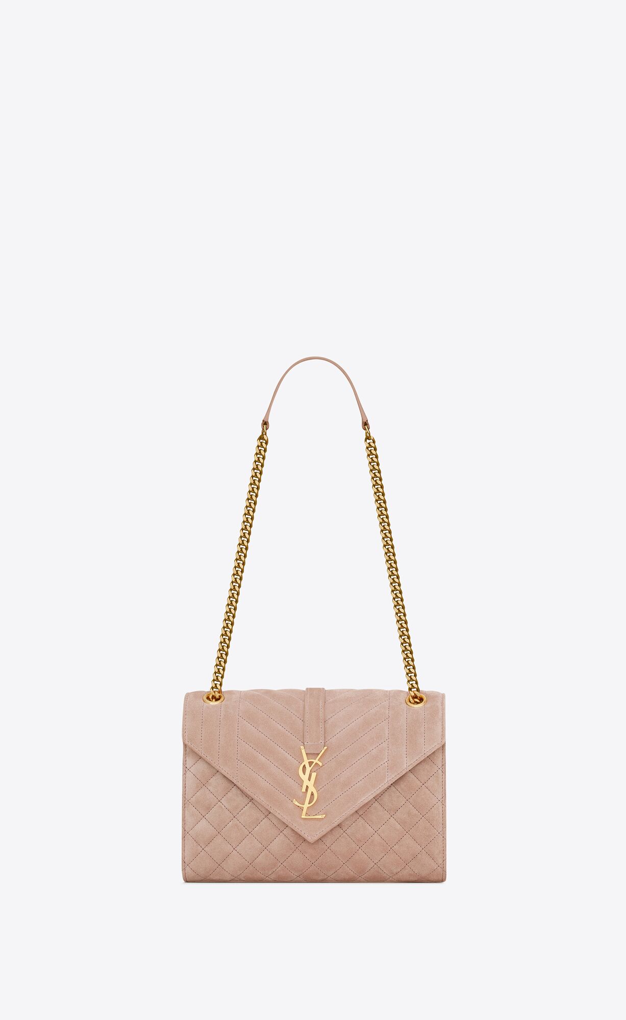 YSL Envelope Medium Chain Bag In Mix Matelassé Semisove Hnede | 17840-ZFVE