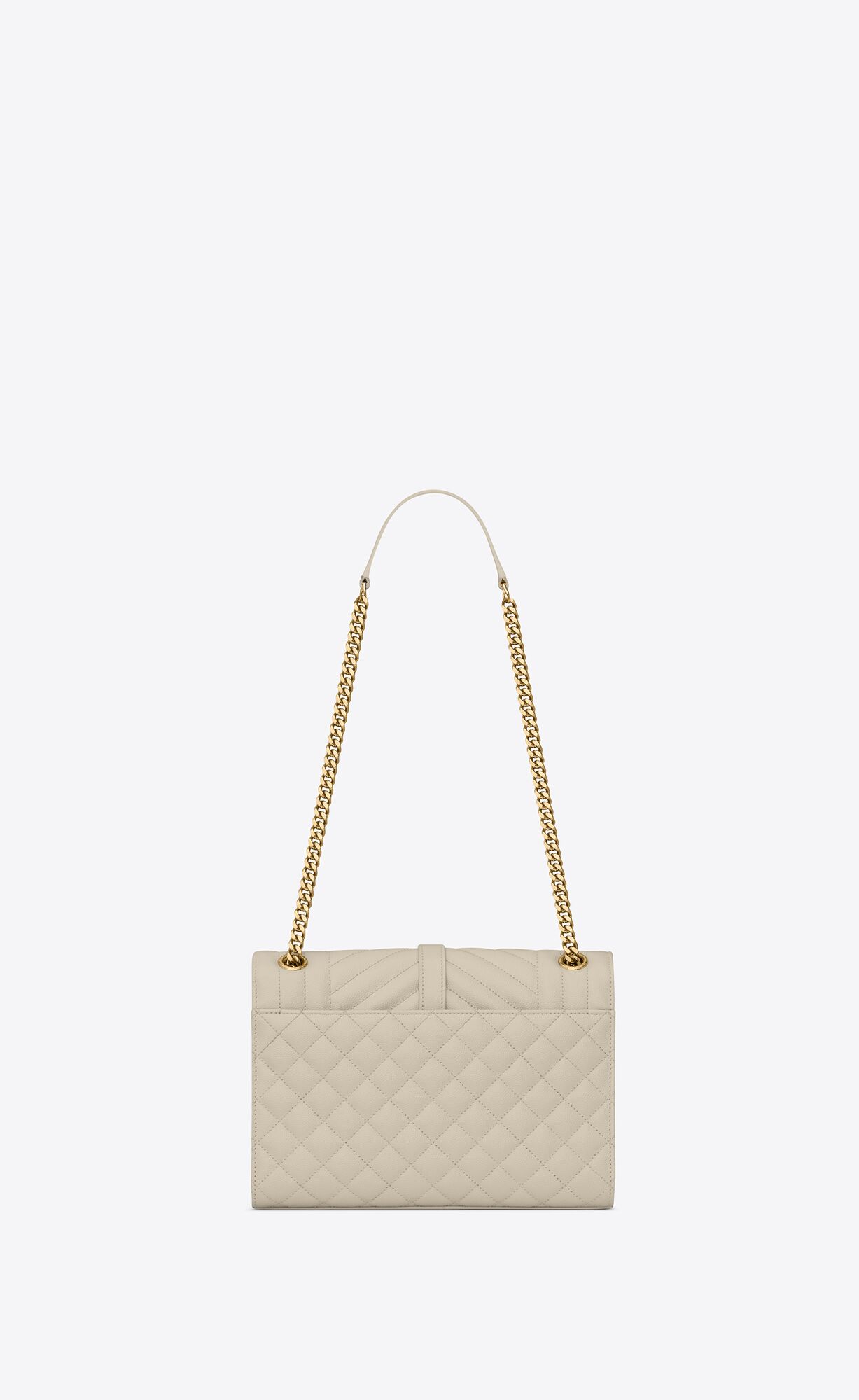 YSL Envelope Medium Chain Bag In Mix Matelassé Grain De Poudre Embossed Kozene Blanc Vintage | 29417-PJLA