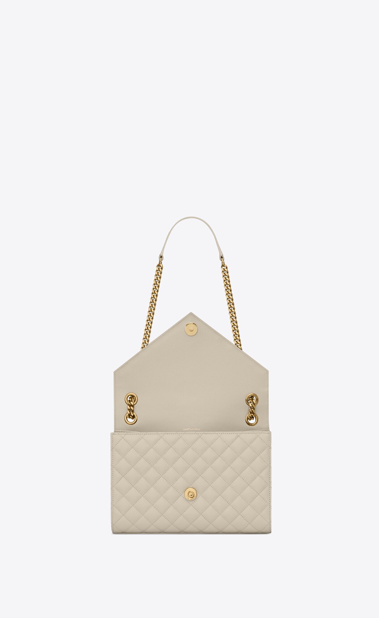 YSL Envelope Medium Chain Bag In Mix Matelassé Grain De Poudre Embossed Kozene Blanc Vintage | 29417-PJLA