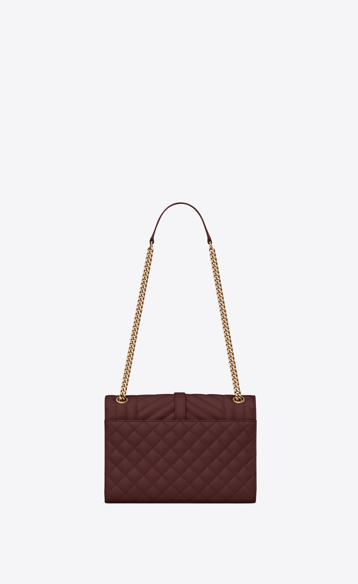 YSL Envelope Medium Chain Bag In Mix Matelassé Grain De Poudre Embossed Kozene Tmavo Červené | 34071-ZWJH