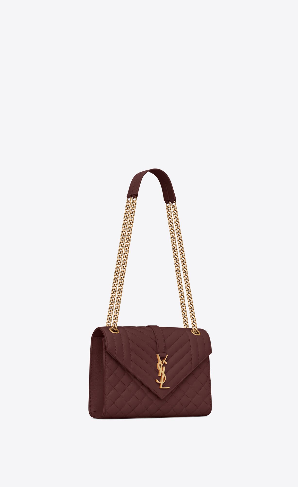 YSL Envelope Medium Chain Bag In Mix Matelassé Grain De Poudre Embossed Kozene Tmavo Červené | 34071-ZWJH