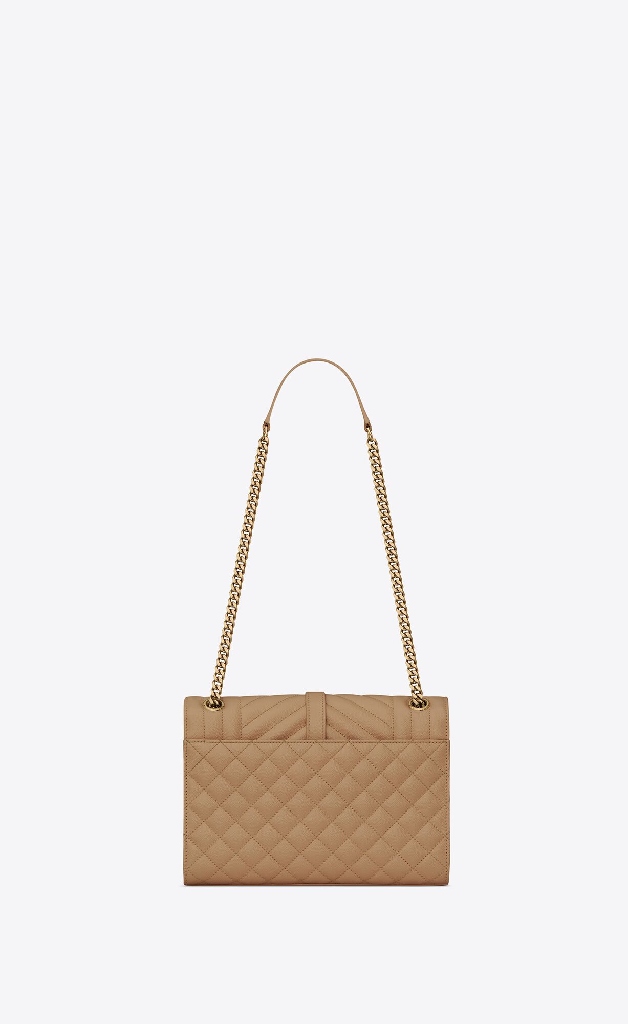 YSL Envelope Medium Chain Bag In Mix Matelassé Grain De Poudre Embossed Kozene Siva Hnede | 63471-EZMW