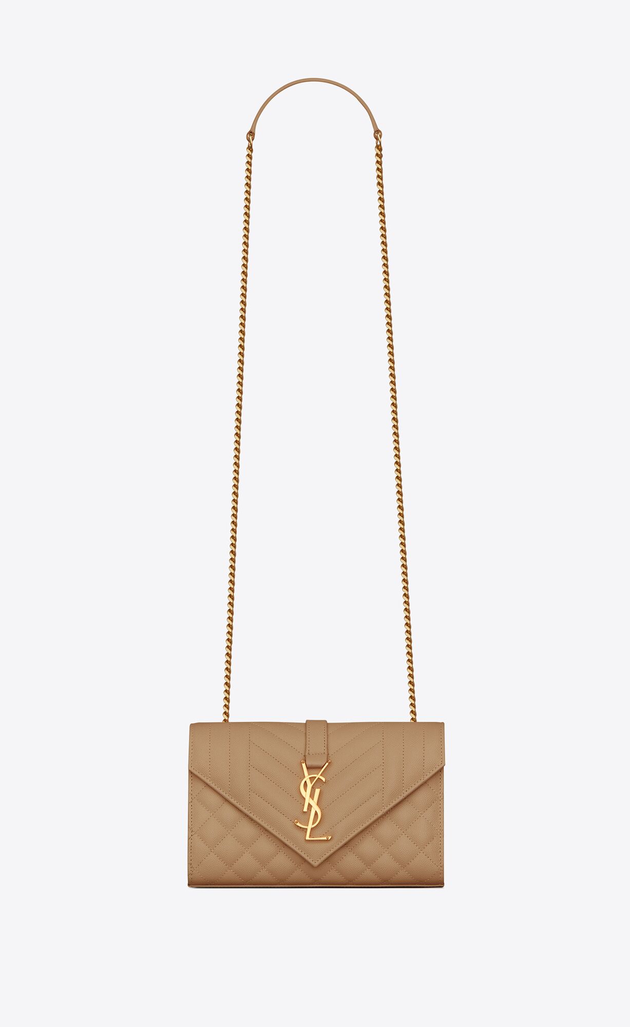 YSL Envelope Small Bag In Mix Matelassé Grain De Poudre Embossed Kozene Siva Hnede | 19483-BVSZ