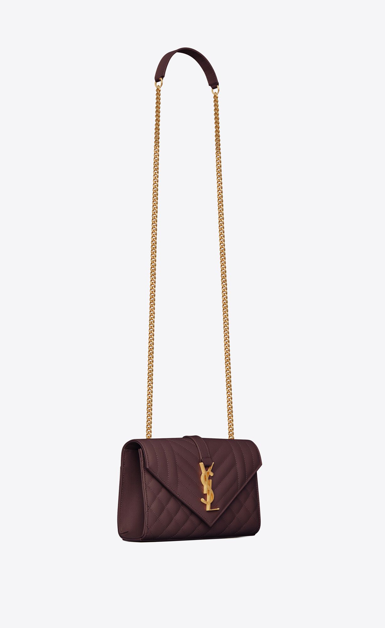 YSL Envelope Small Bag In Mix Matelassé Grain De Poudre Embossed Kozene Tmavo Červené | 38571-TSDH